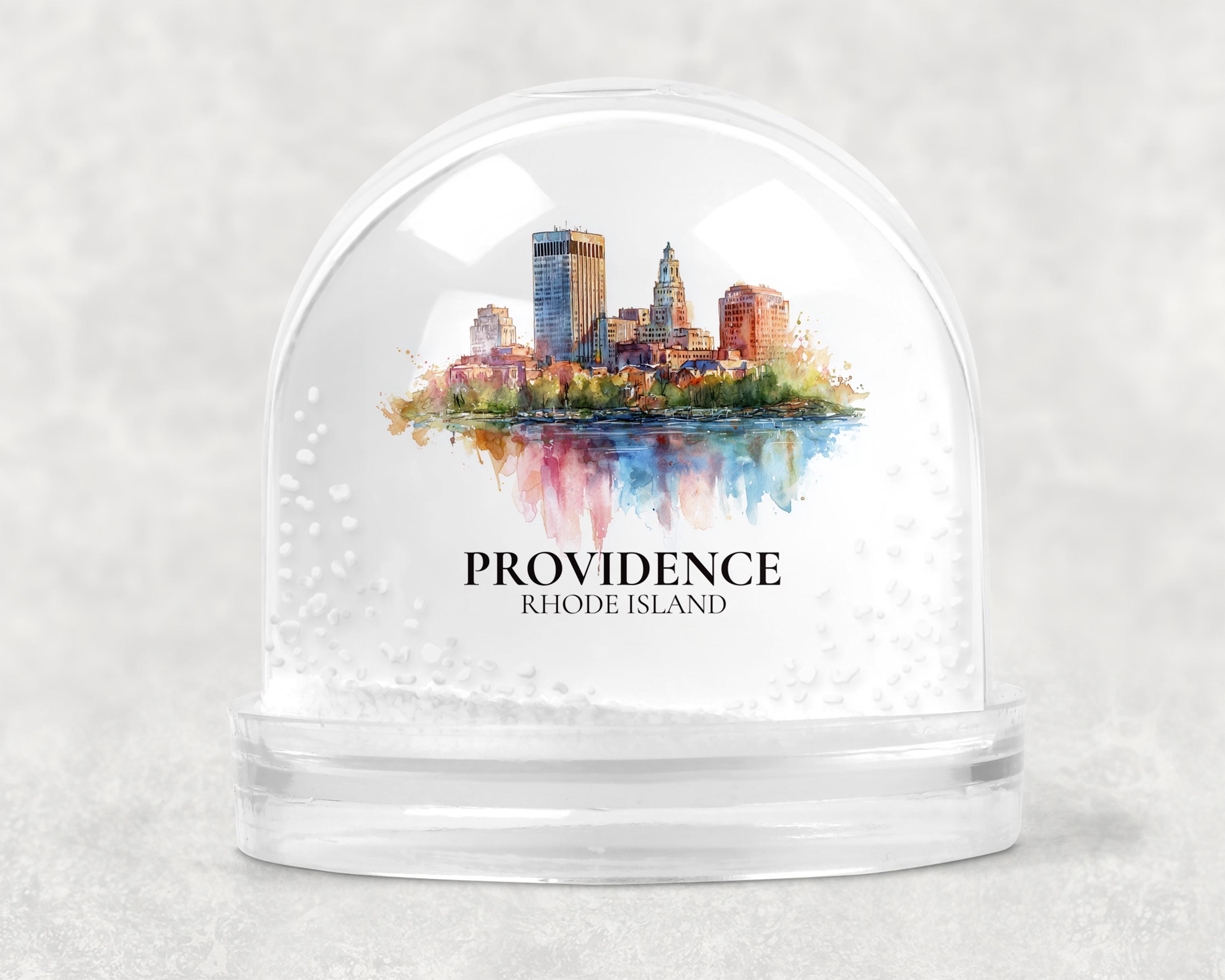 Providence Rhode Island Snow Globe, Personalized Watercolor, Custom Travel Souvenir Keepsake City Dome