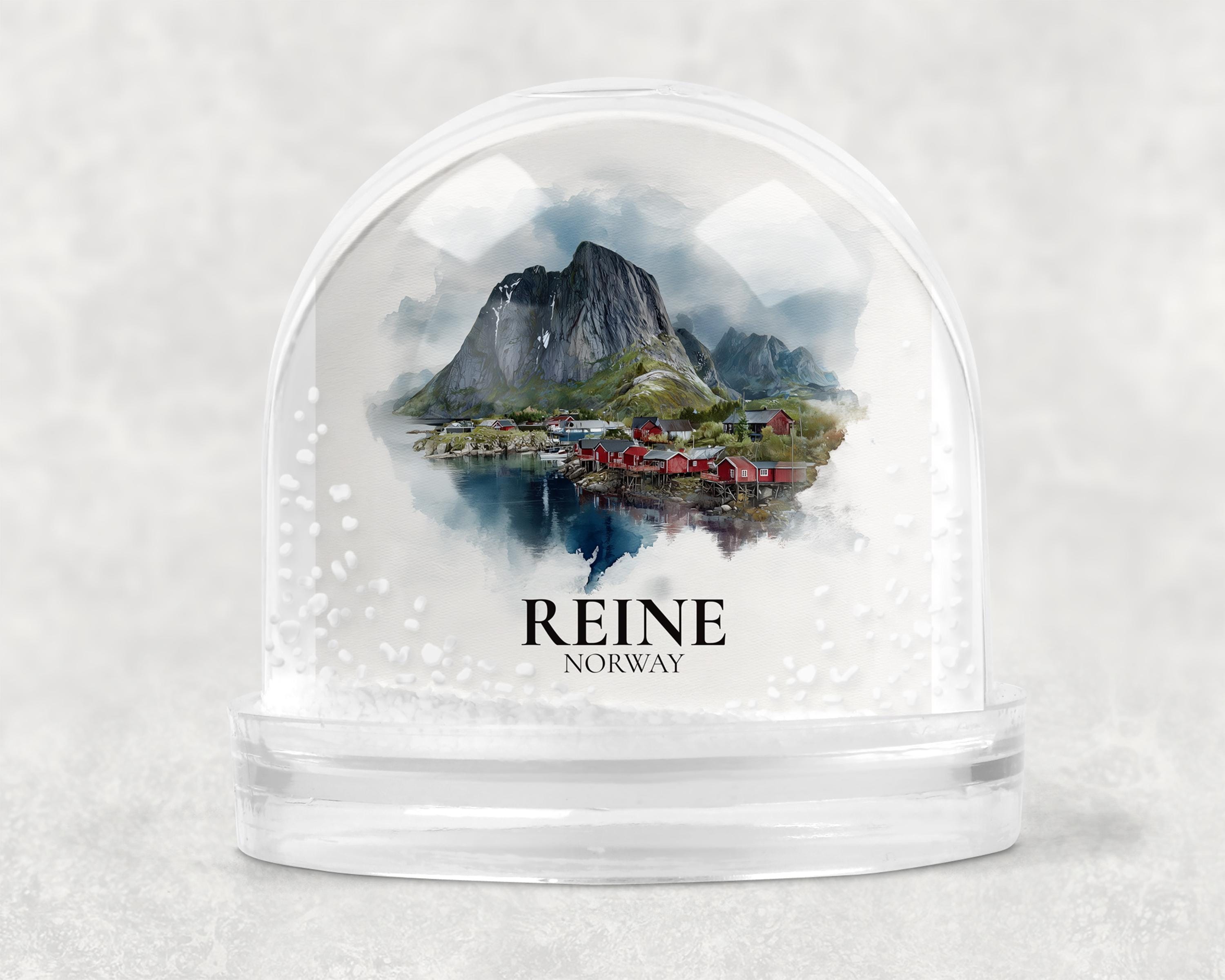 Reine Norway Snow Globe, Personalized Watercolor, Custom Travel Souvenir Keepsake City Dome