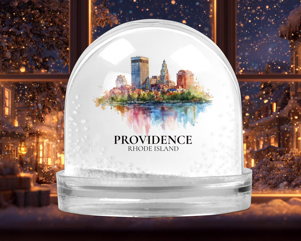 Providence Rhode Island Snow Globe, Personalized Watercolor, Custom Travel Souvenir Keepsake City Dome