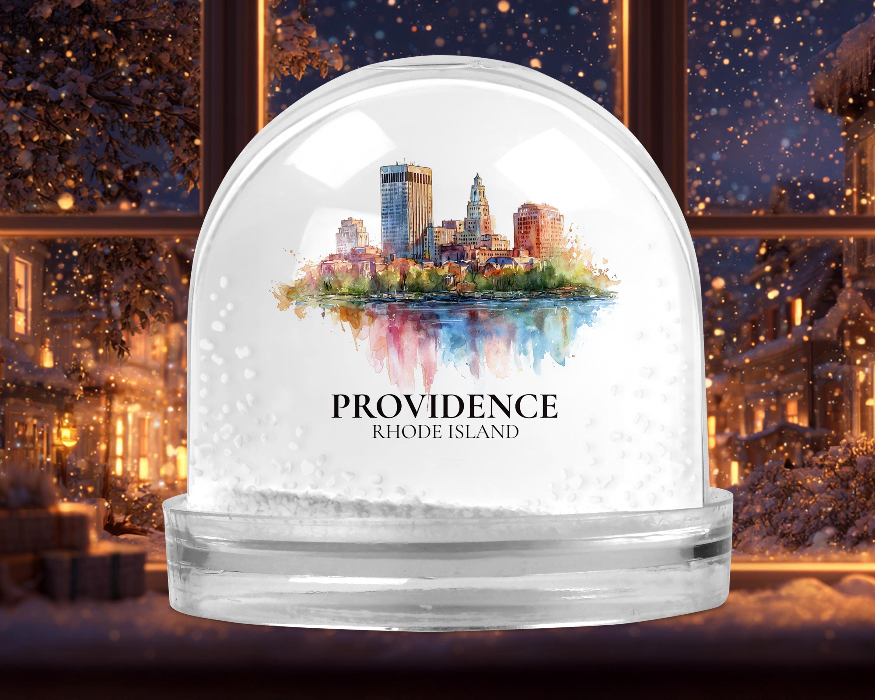 Providence Rhode Island Snow Globe, Personalized Watercolor, Custom Travel Souvenir Keepsake City Dome