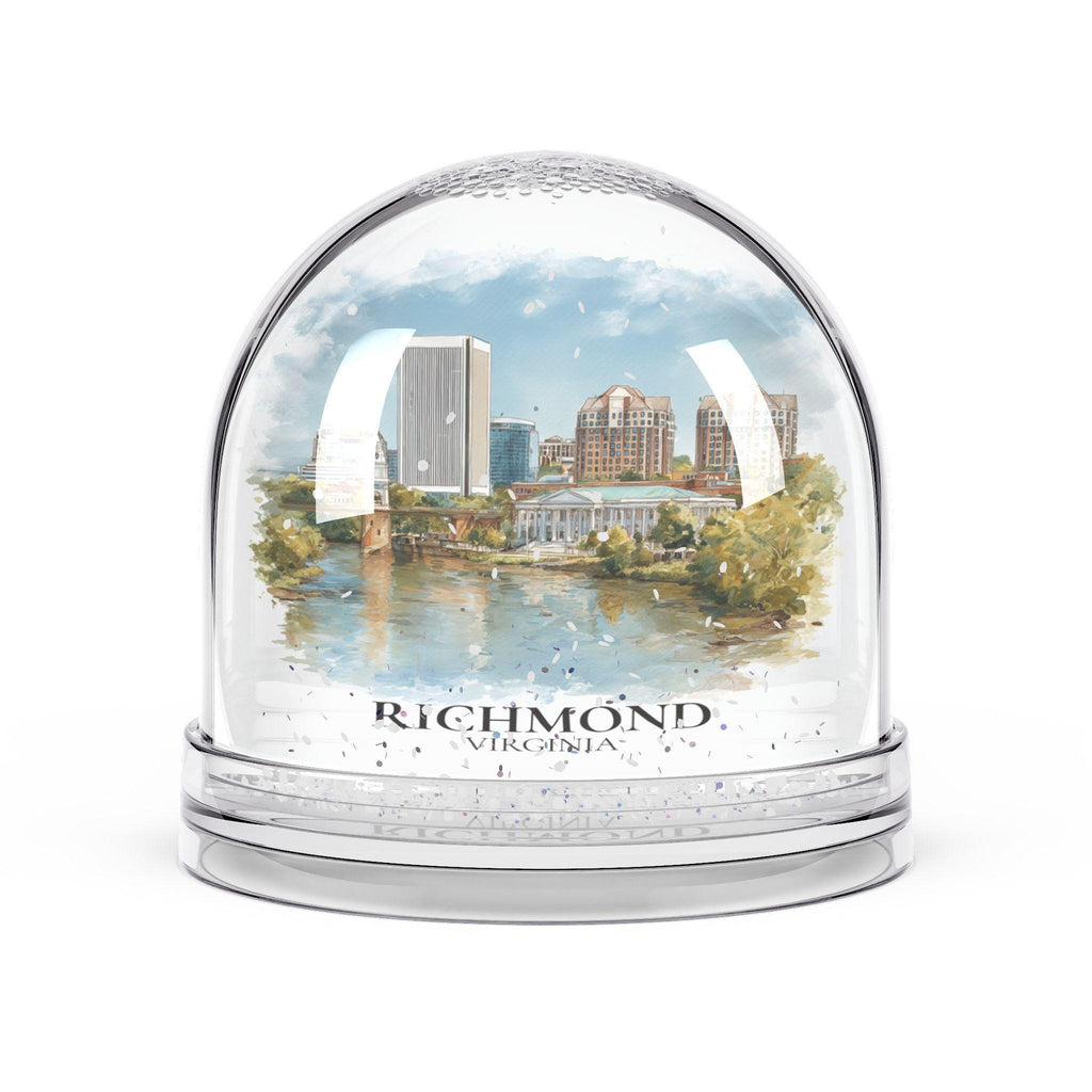 Richmond Virginia Snow Globe, Personalized Watercolor, Custom Travel Souvenir Keepsake City Dome