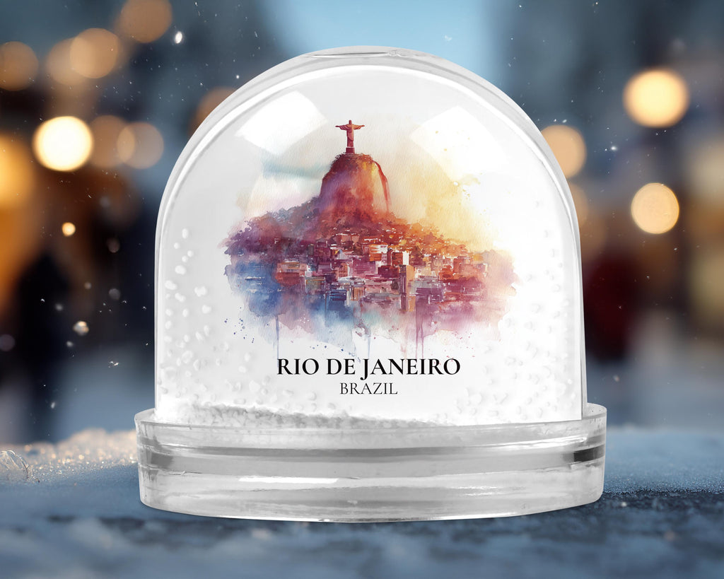 Rio Brazil Snow Globe, Personalized Watercolor, Custom Travel Souvenir Keepsake City Dome