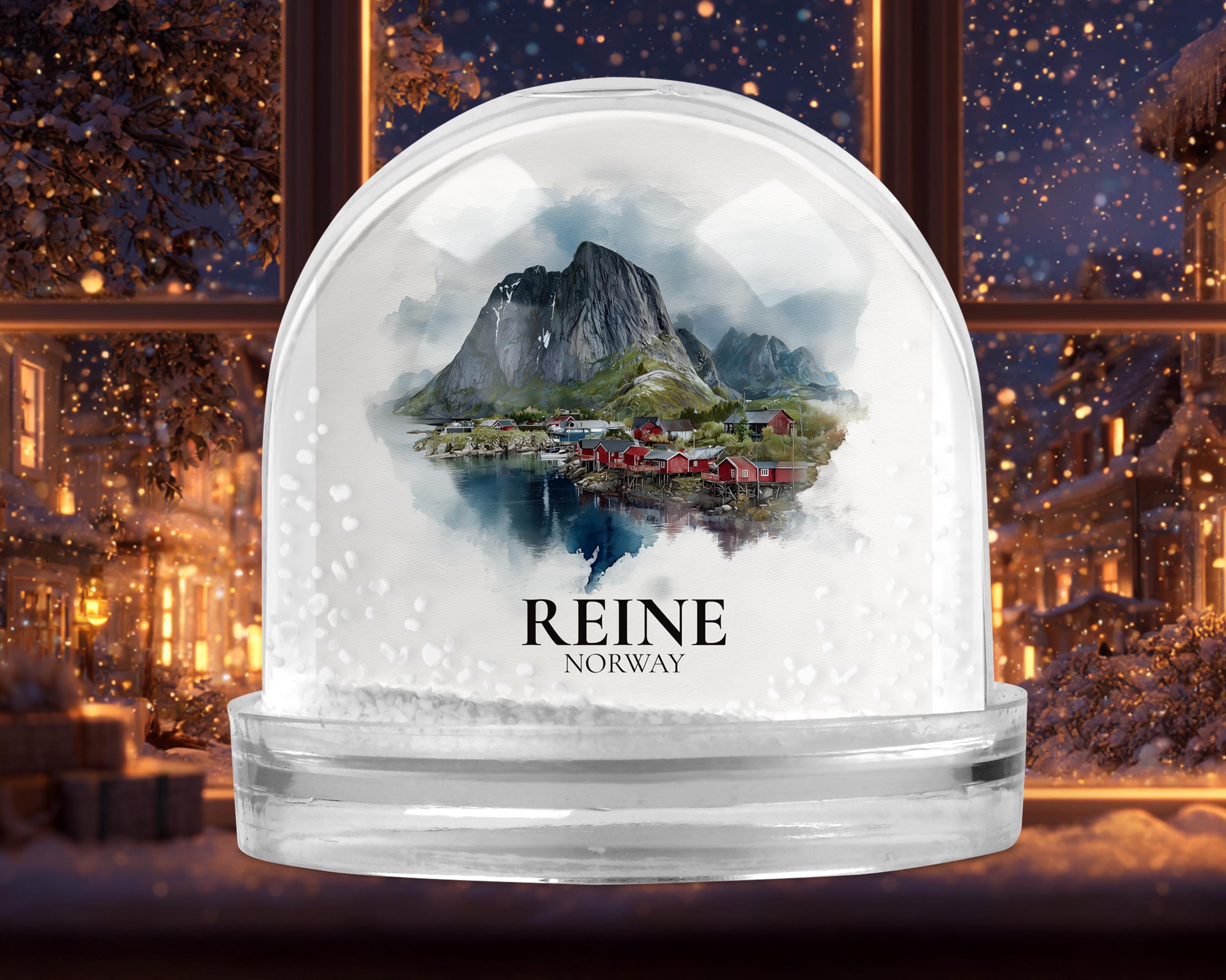 Reine Norway Snow Globe, Personalized Watercolor, Custom Travel Souvenir Keepsake City Dome