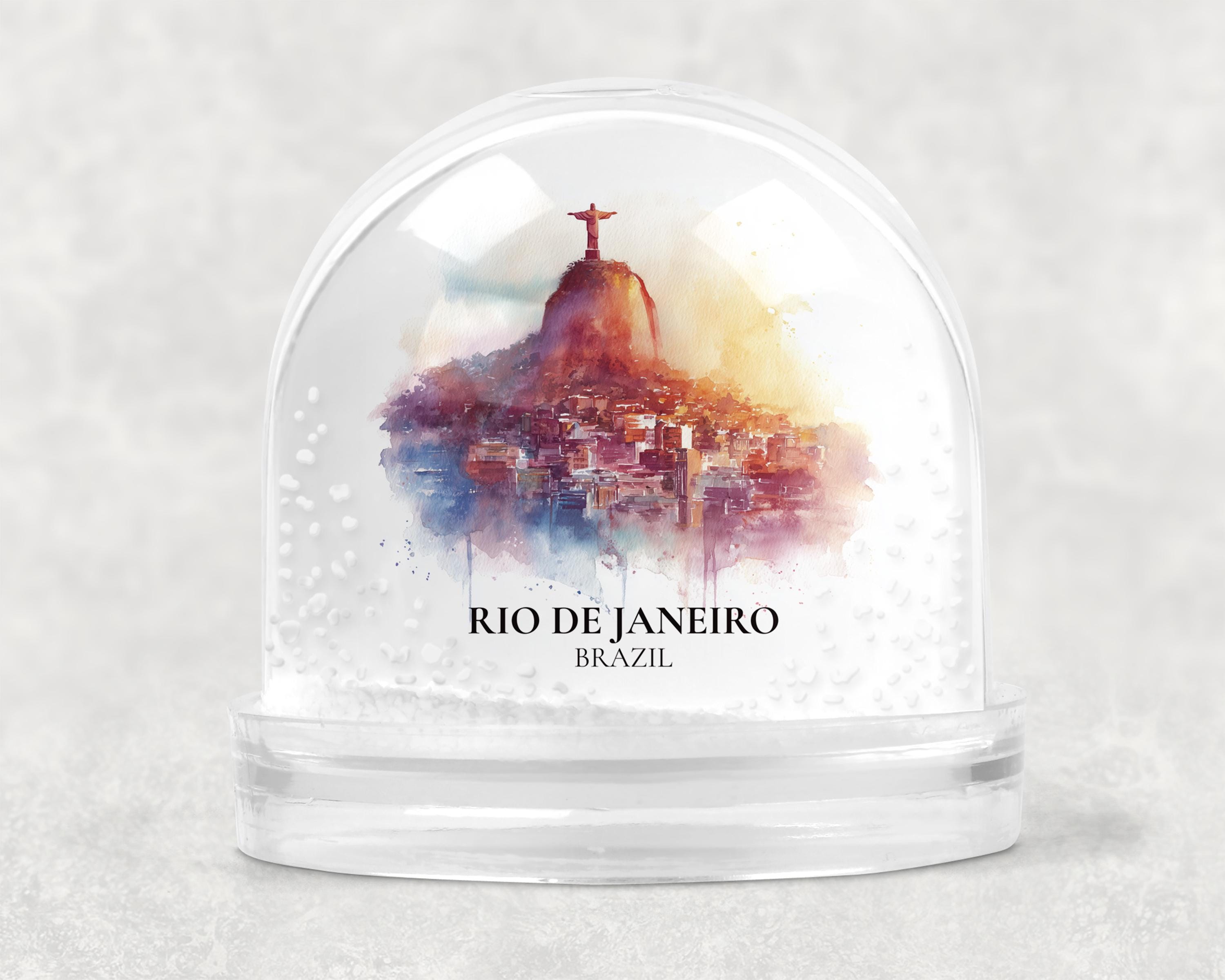 Rio Brazil Snow Globe, Personalized Watercolor, Custom Travel Souvenir Keepsake City Dome