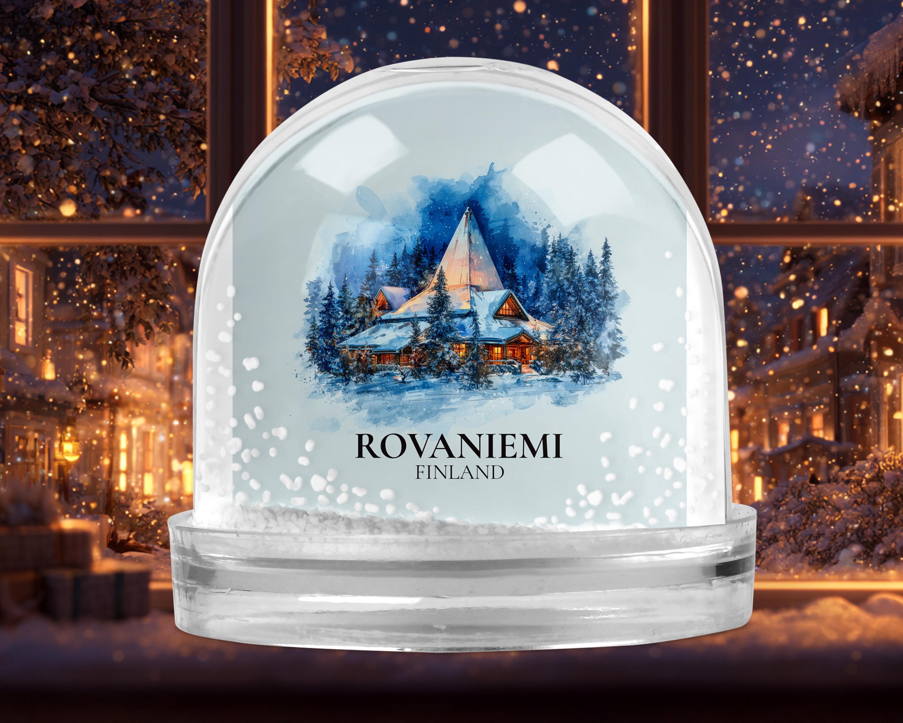 Rovaniemi Finland Snow Globe, Personalized Watercolor, Custom Travel Souvenir Keepsake City Dome