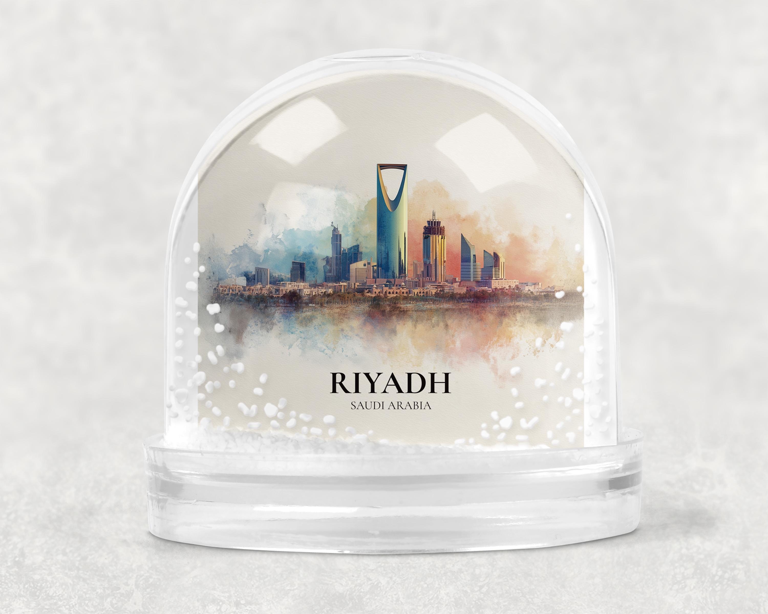 Riyadh Saudi Arabia Snow Globe, Personalized Watercolor, Custom Travel Souvenir Keepsake City Dome