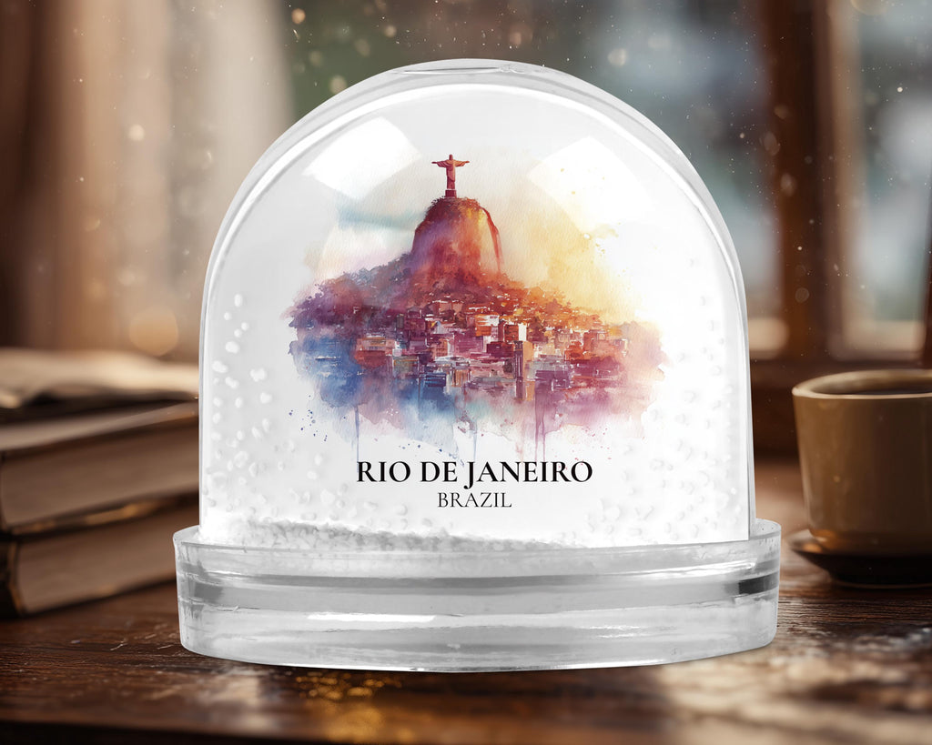Rio Brazil Snow Globe, Personalized Watercolor, Custom Travel Souvenir Keepsake City Dome
