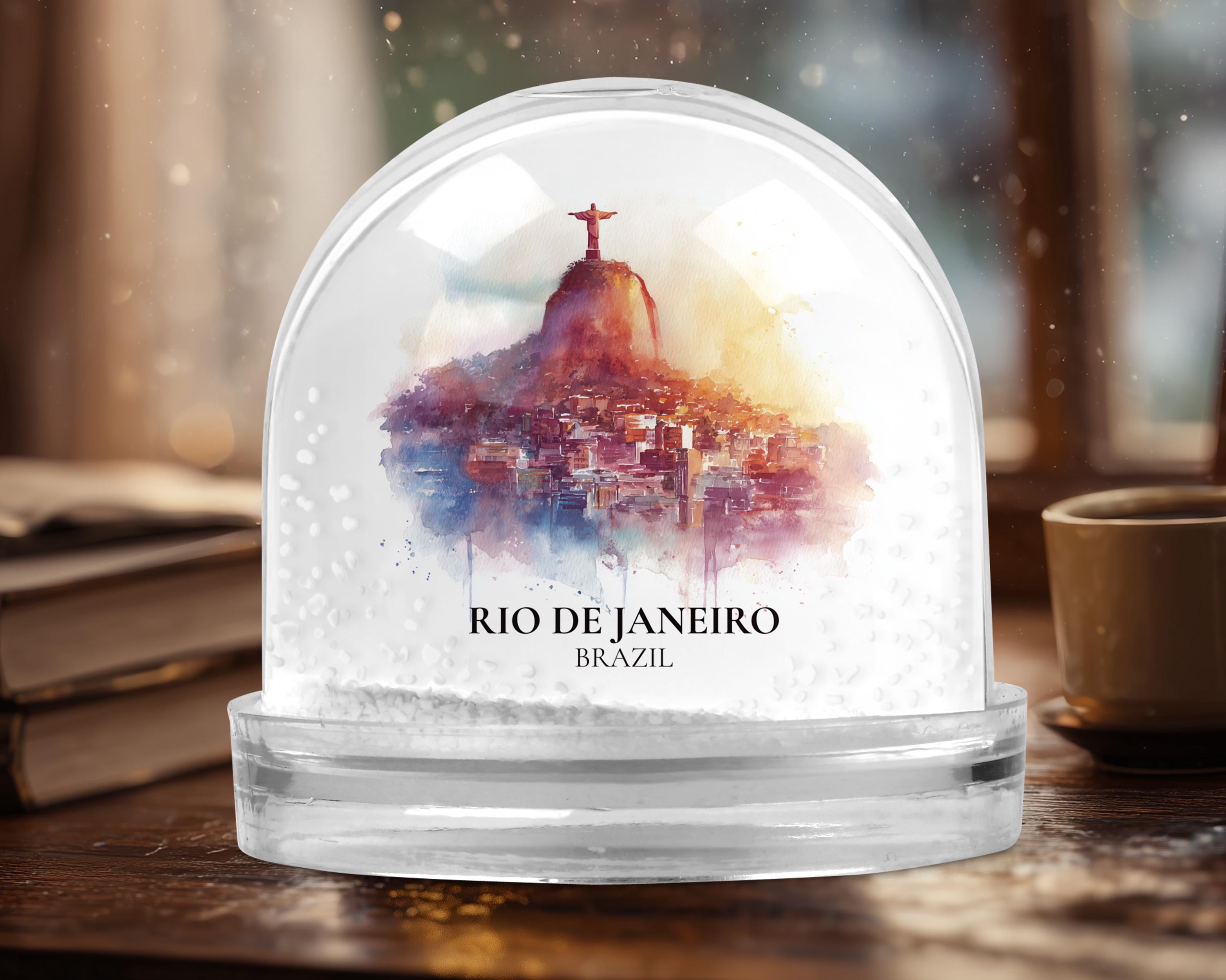 Rio Brazil Snow Globe, Personalized Watercolor, Custom Travel Souvenir Keepsake City Dome