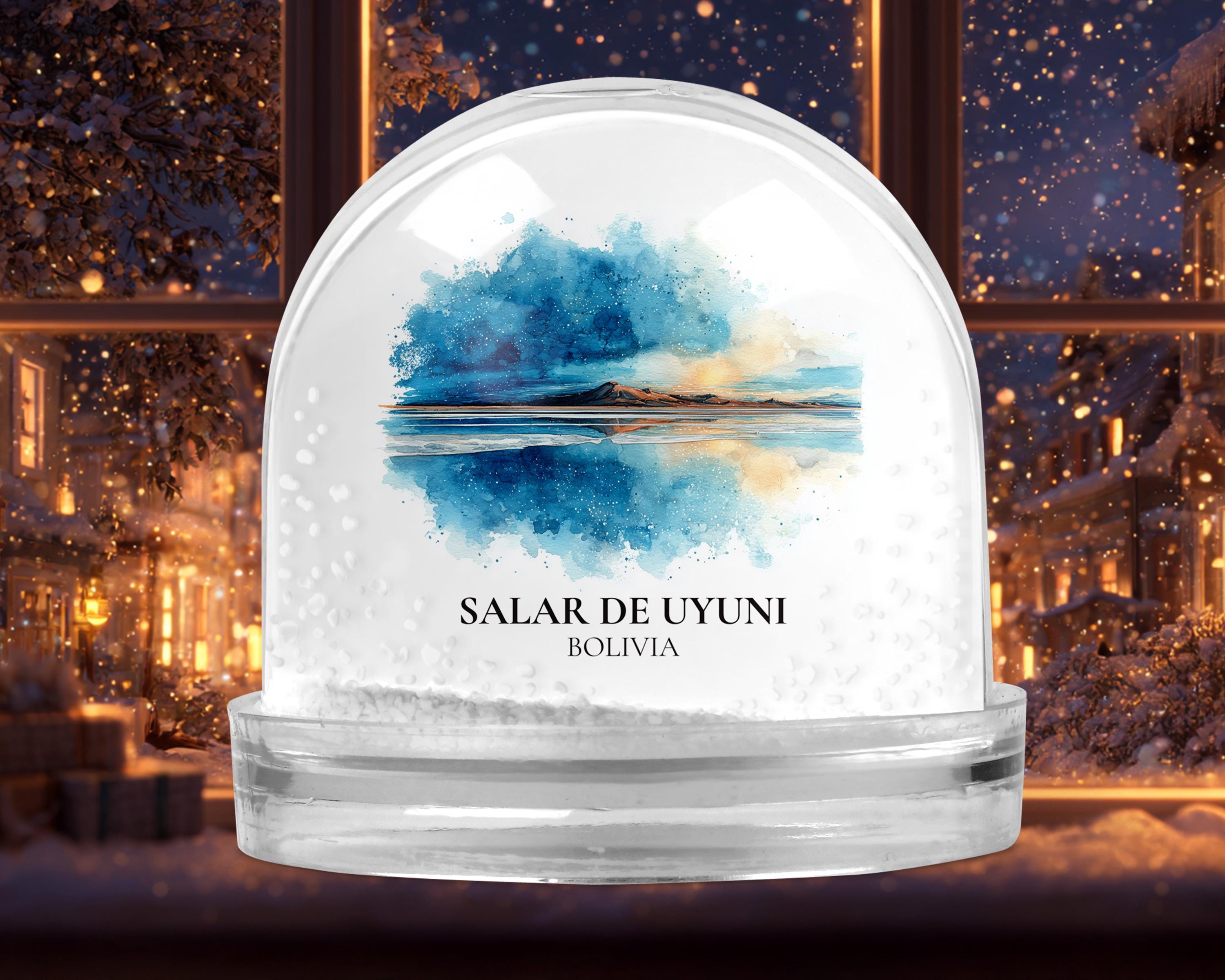 Salar de Uyuni Bolivia Snow Globe, Personalized Watercolor, Custom Travel Souvenir Keepsake City Dome