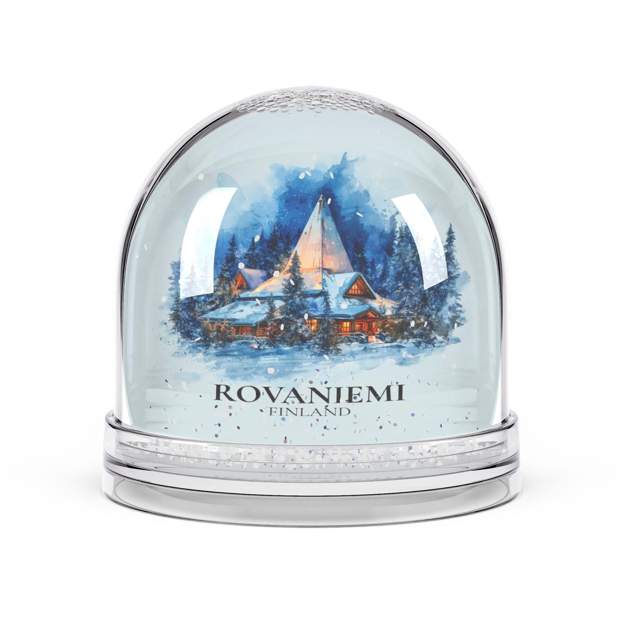 Rovaniemi Finland Snow Globe, Personalized Watercolor, Custom Travel Souvenir Keepsake City Dome