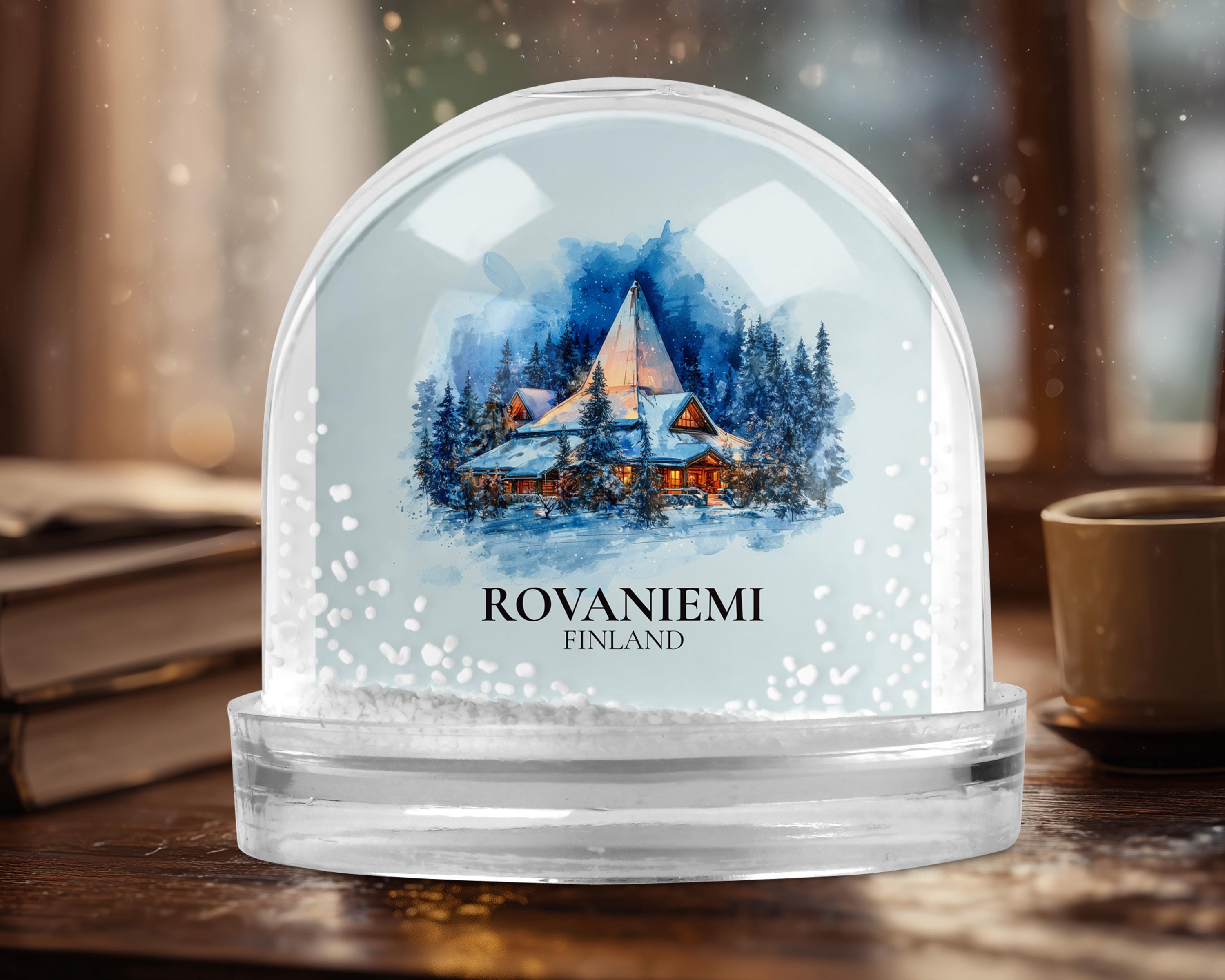 Rovaniemi Finland Snow Globe, Personalized Watercolor, Custom Travel Souvenir Keepsake City Dome