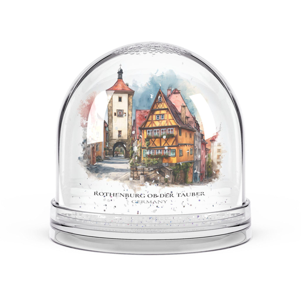 Rothenburg ob der Tauber Germany Snow Globe, Personalized Watercolor, Custom Travel Souvenir Keepsake City Dome