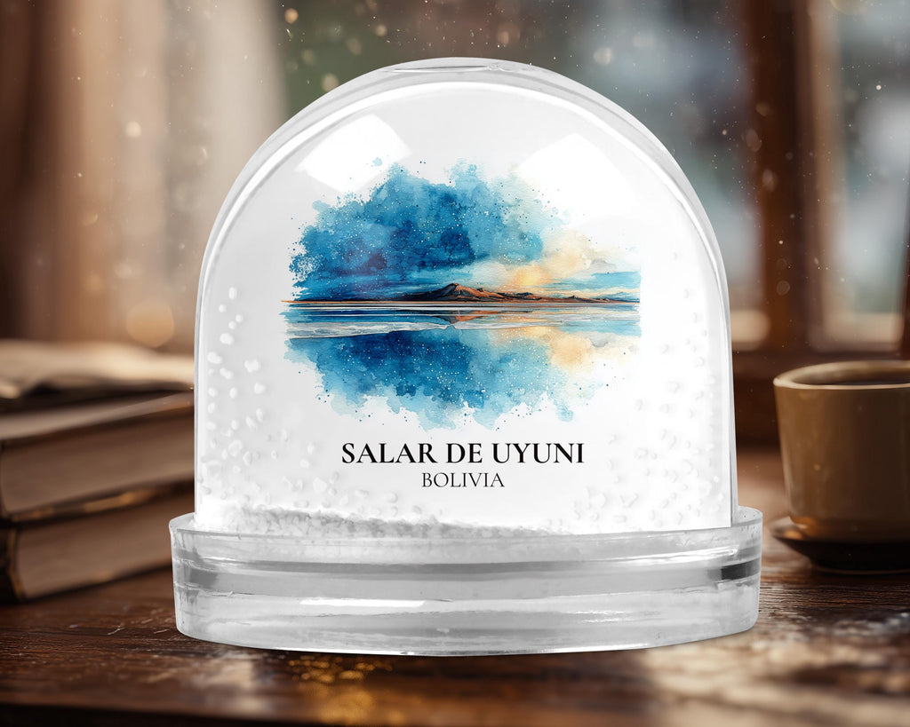 Salar de Uyuni Bolivia Snow Globe, Personalized Watercolor, Custom Travel Souvenir Keepsake City Dome