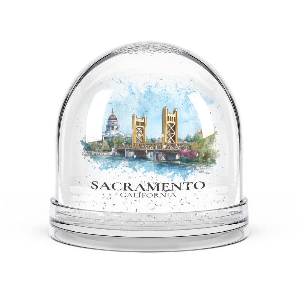 Sacramento California Snow Globe, Personalized Watercolor, Custom Travel Souvenir Keepsake City Dome