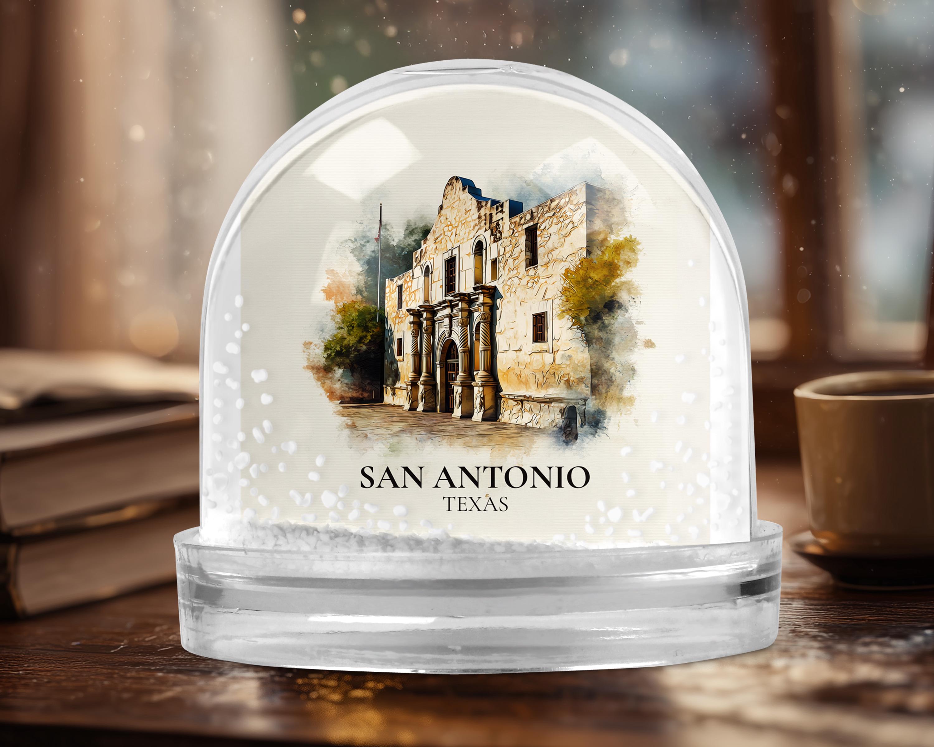 San Antonio Snow Globe Texas , Personalized Watercolor, Custom Travel Souvenir Keepsake City Dome