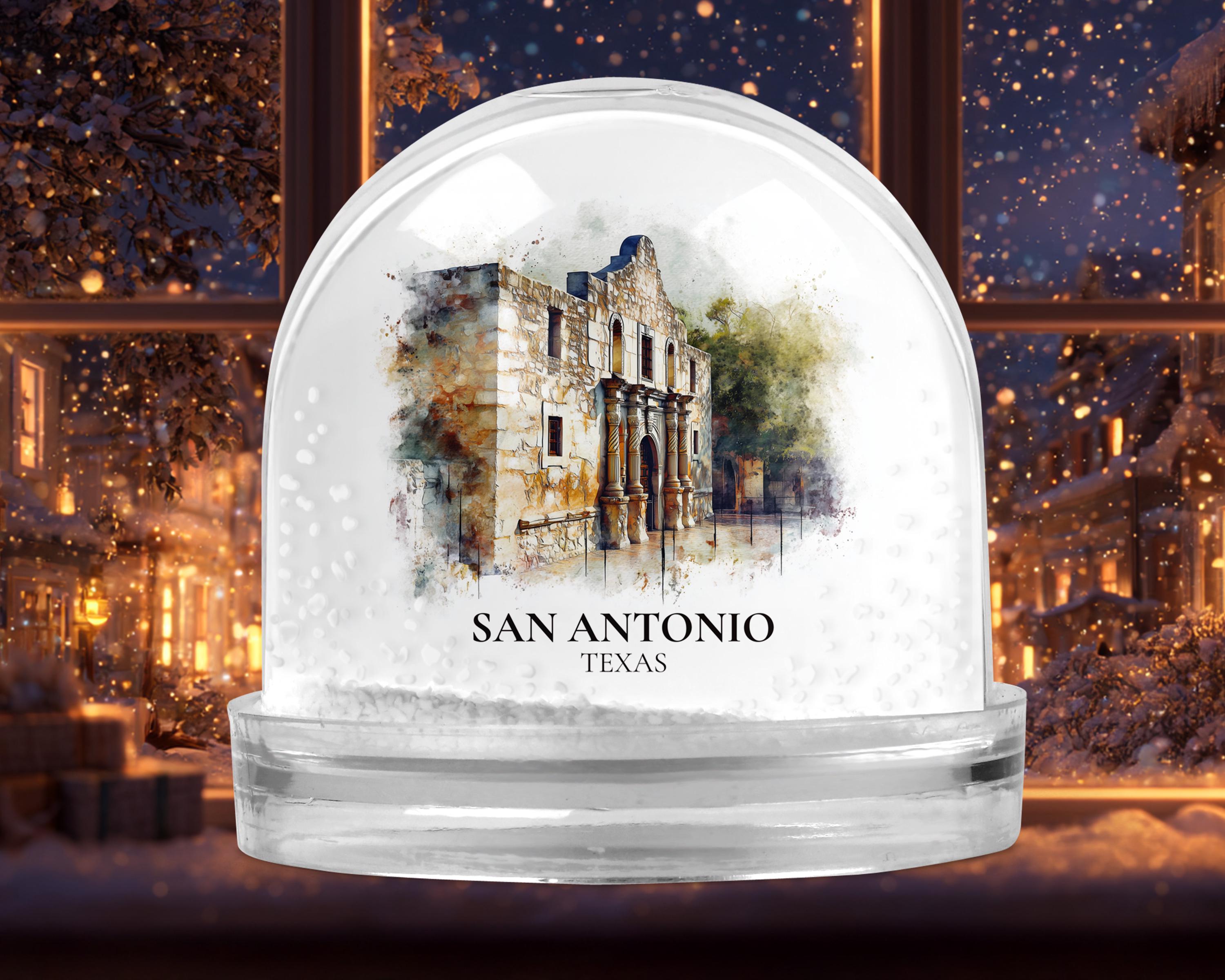 San Antonio Snow Globe, Personalized Texas Watercolor, Custom Travel Souvenir Keepsake City Dome