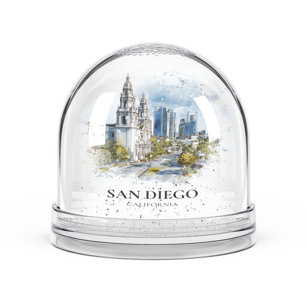 San Diego California Snow Globe, Personalized Watercolor, Custom Travel Souvenir Keepsake City Dome