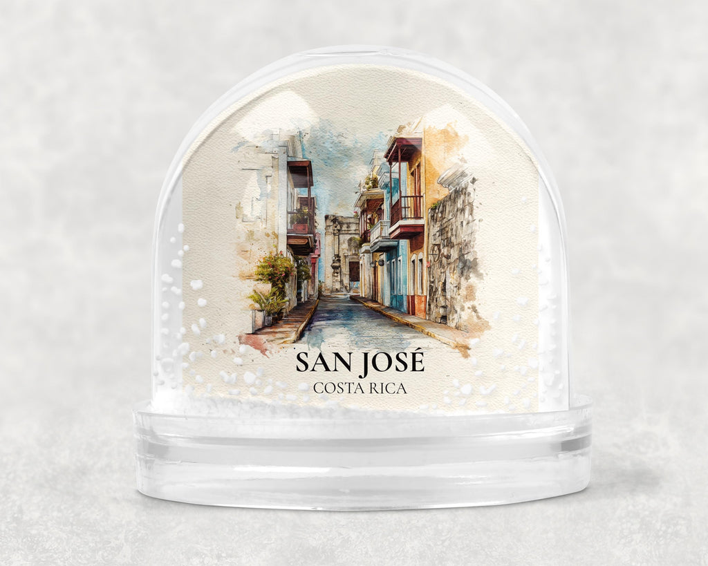 San Jose Costa Rica Snow Globe, Personalized Watercolor, Custom Travel Souvenir Keepsake City Dome