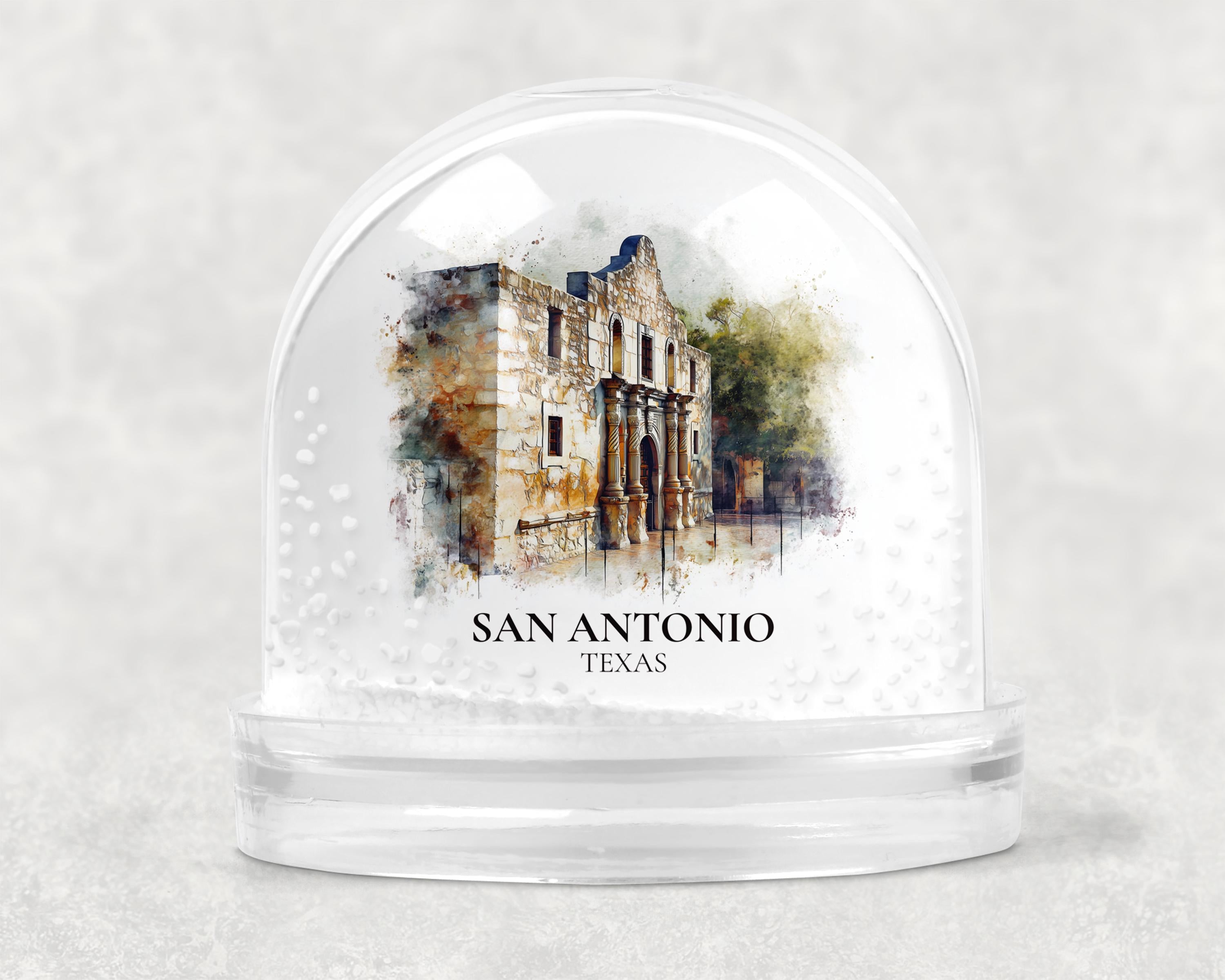 San Antonio Snow Globe, Personalized Texas Watercolor, Custom Travel Souvenir Keepsake City Dome
