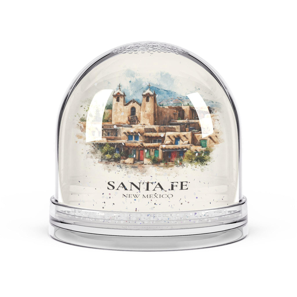 Santa Fe New Mexico Snow Globe, Personalized Watercolor, Custom Travel Souvenir Keepsake City Dome