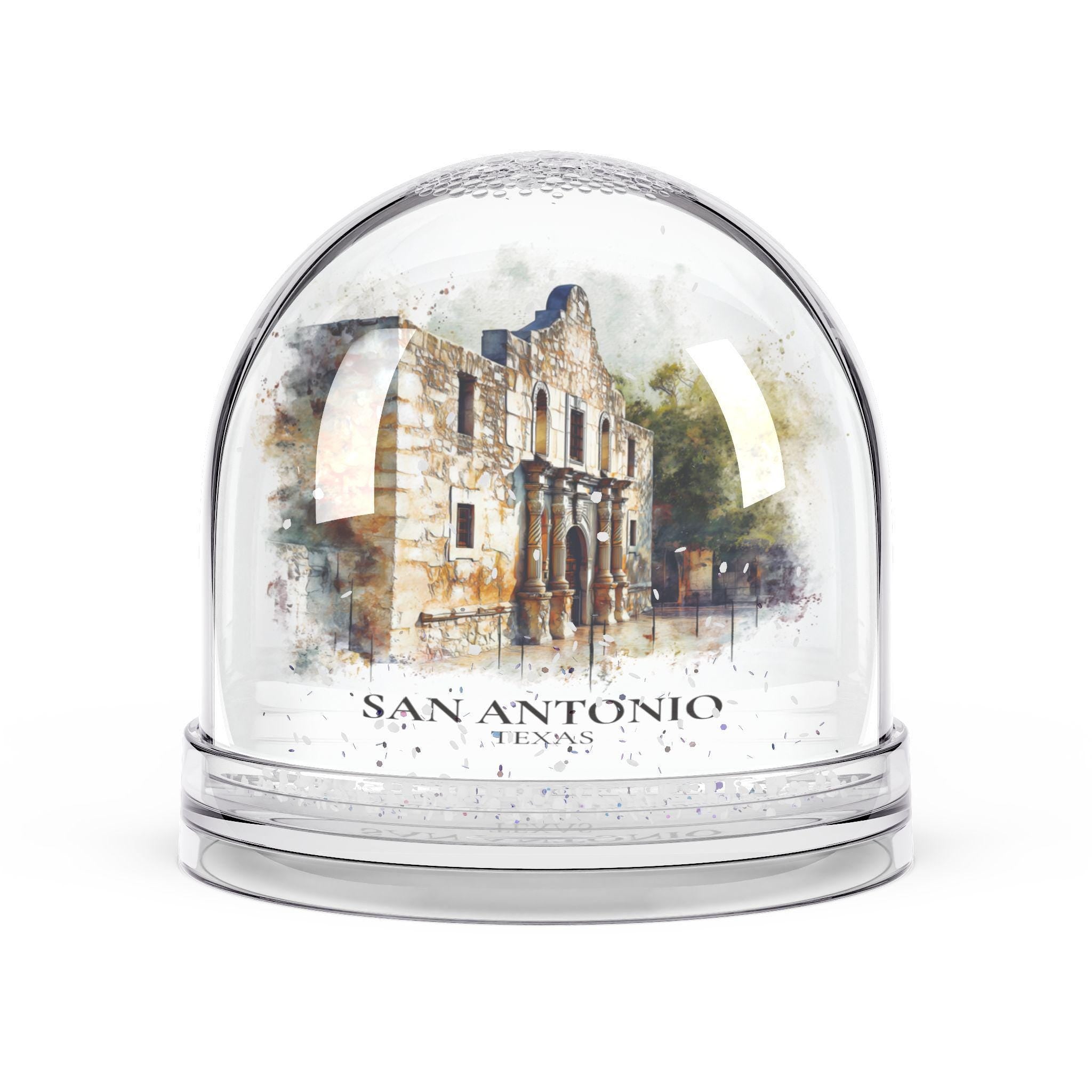 San Antonio Snow Globe, Personalized Texas Watercolor, Custom Travel Souvenir Keepsake City Dome