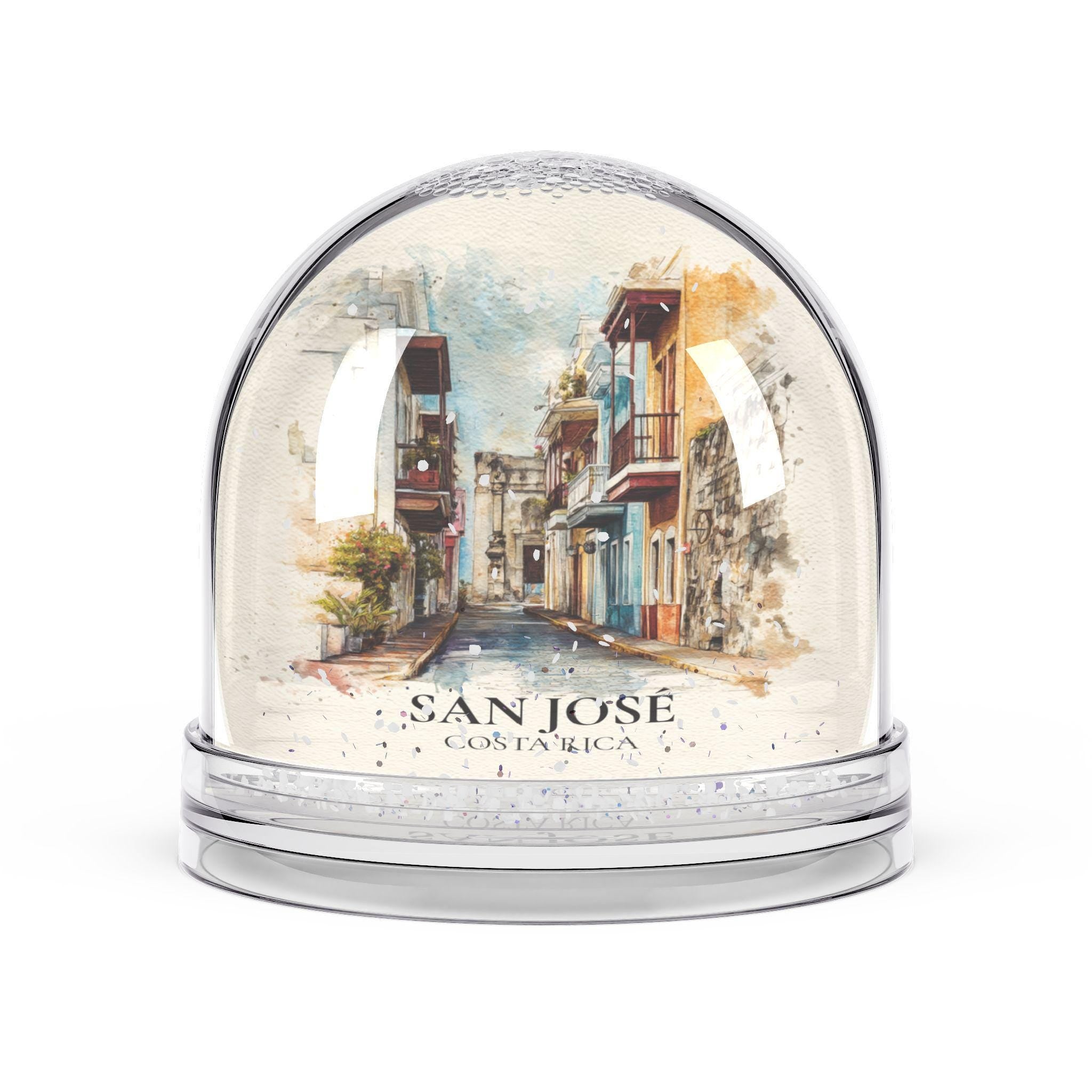 San Jose Costa Rica Snow Globe, Personalized Watercolor, Custom Travel Souvenir Keepsake City Dome