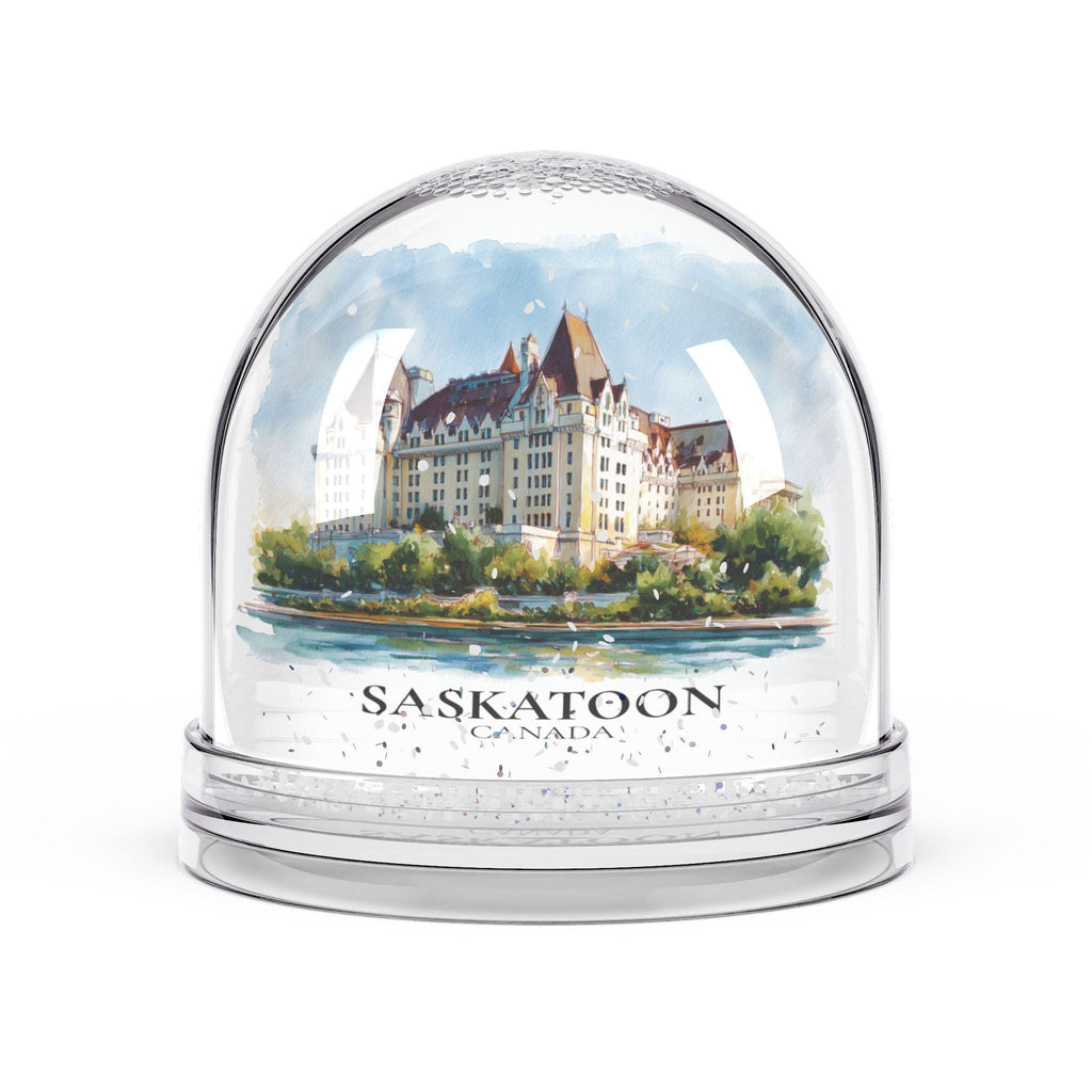 Saskatoon Saskatchewan Snow Globe, Personalized Watercolor, Custom Travel Souvenir Keepsake City Dome