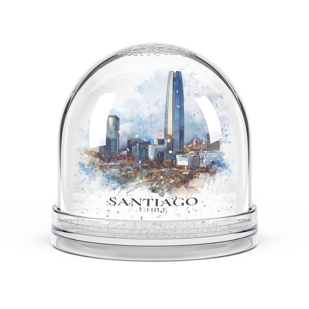 Santiago Chile Snow Globe, Personalized Watercolor, Custom Travel Souvenir Keepsake City Dome