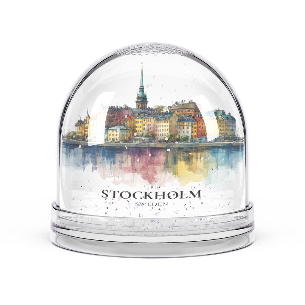 Stockholm Sweden Snow Globe, Personalized Watercolor, Custom Travel Souvenir Keepsake City Dome