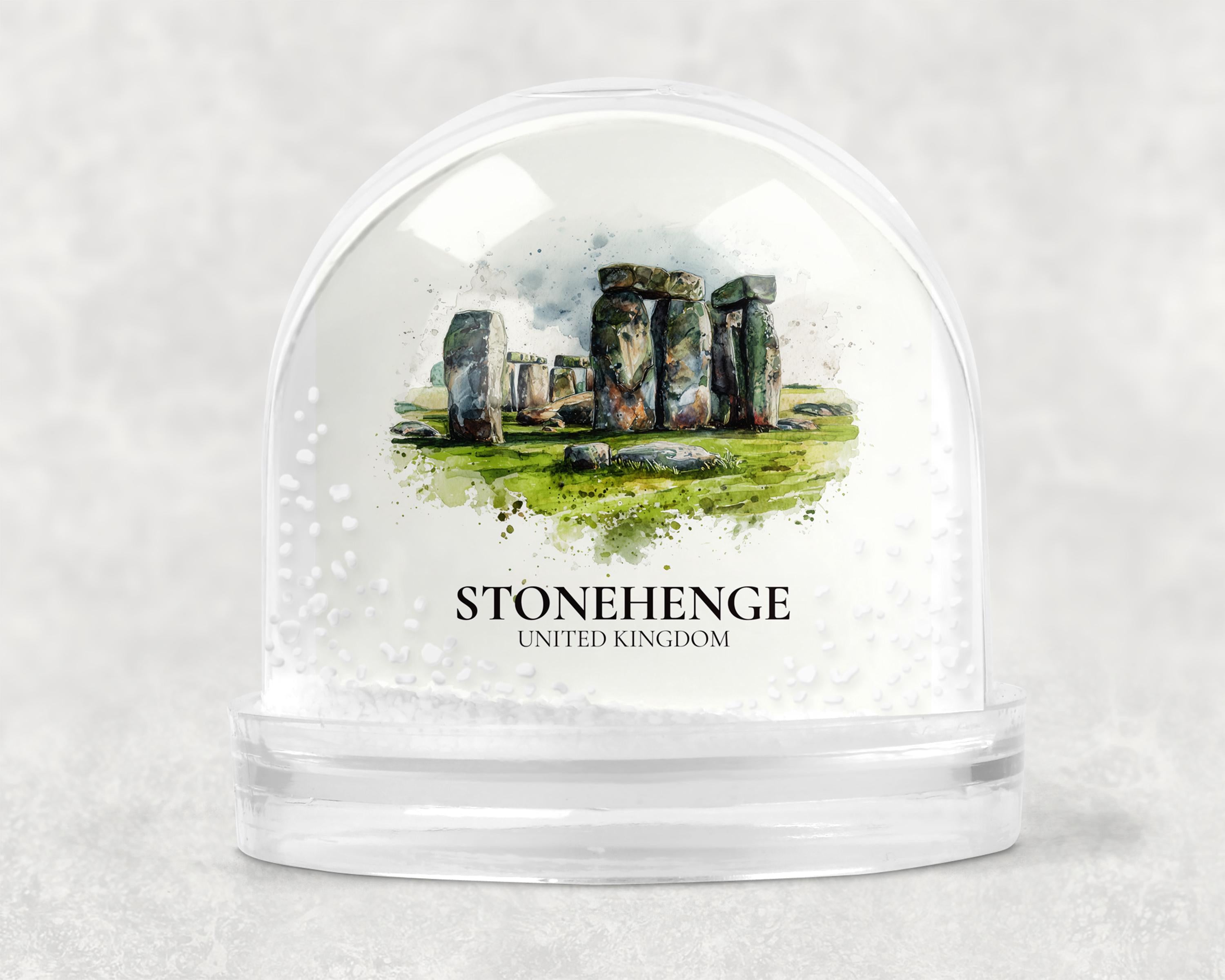 Stonehenge England Snow Globe, Personalized Watercolor, Custom Travel Souvenir Keepsake City Dome