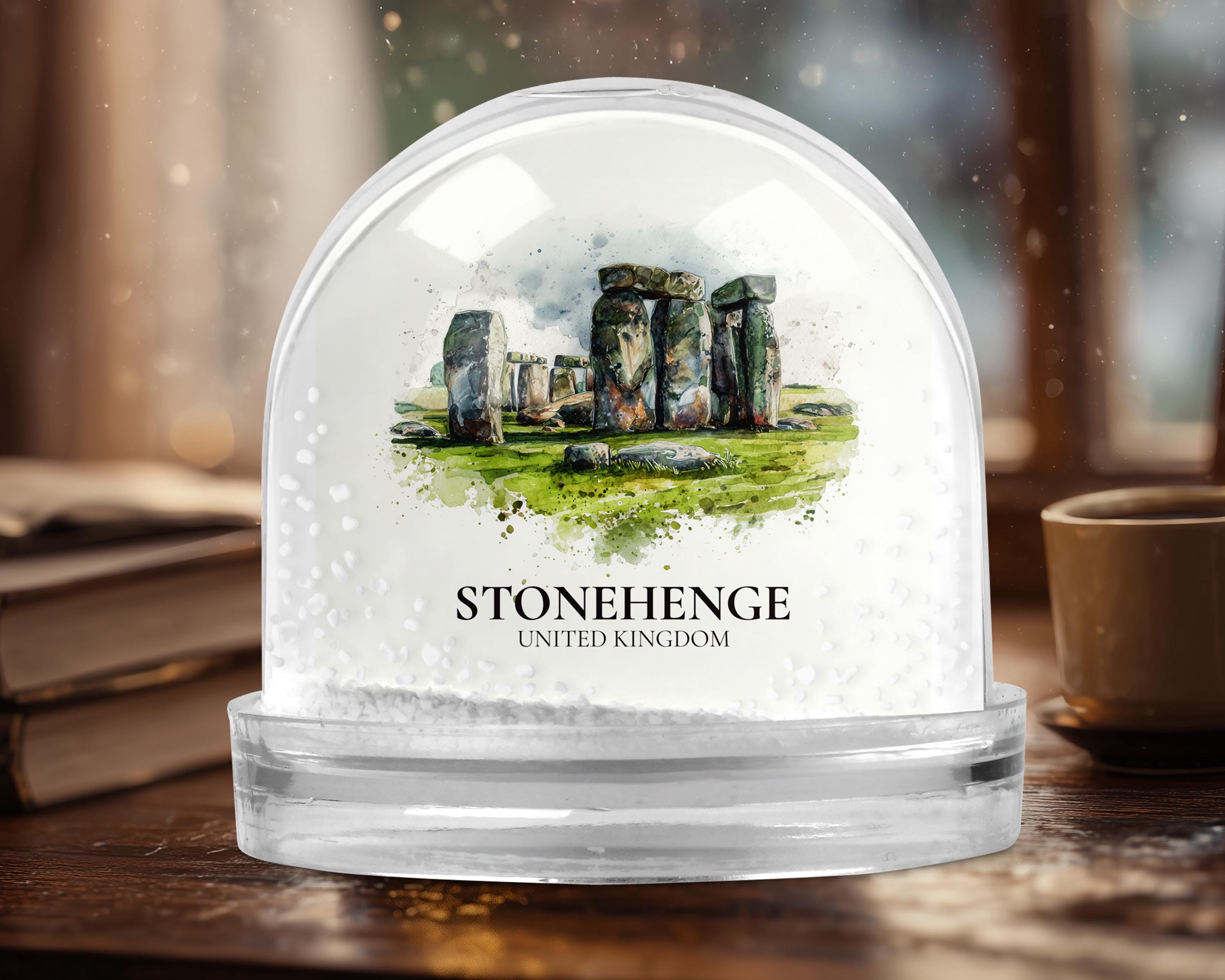 Stonehenge England Snow Globe, Personalized Watercolor, Custom Travel Souvenir Keepsake City Dome