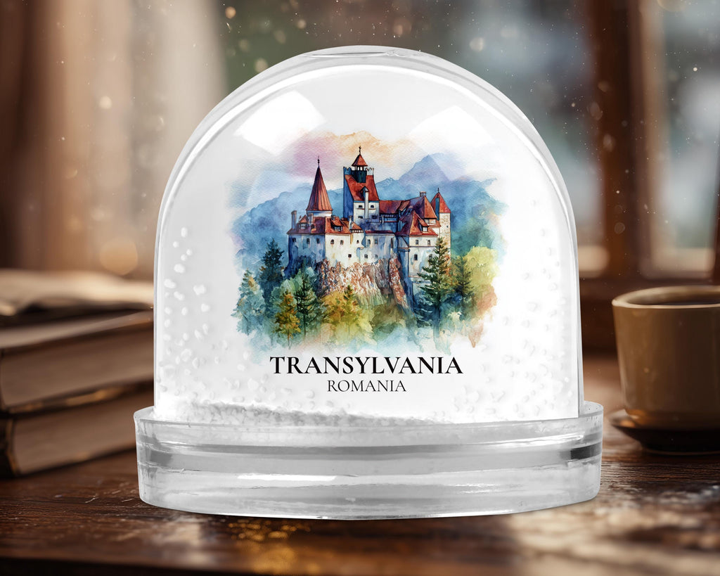 Transylvania Romania Snow Globe, Personalized Watercolor, Custom Travel Souvenir Keepsake City Dome