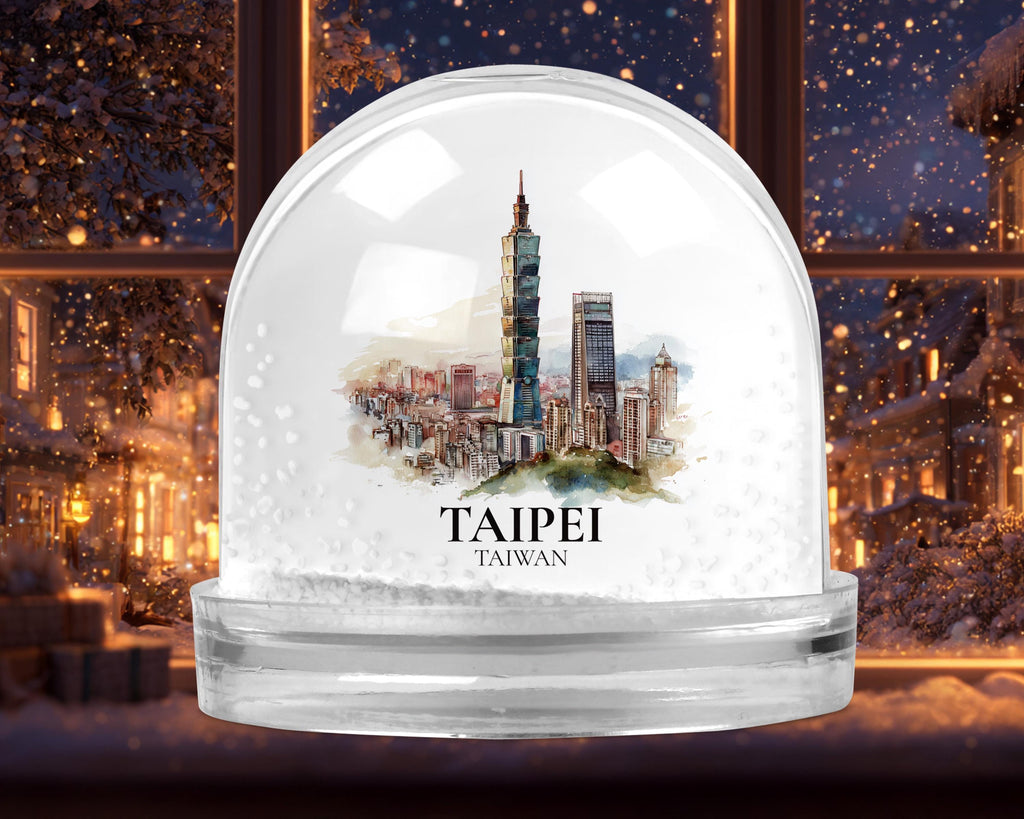 Taipei Taiwan Snow Globe, Personalized Watercolor, Custom Travel Souvenir Keepsake City Dome