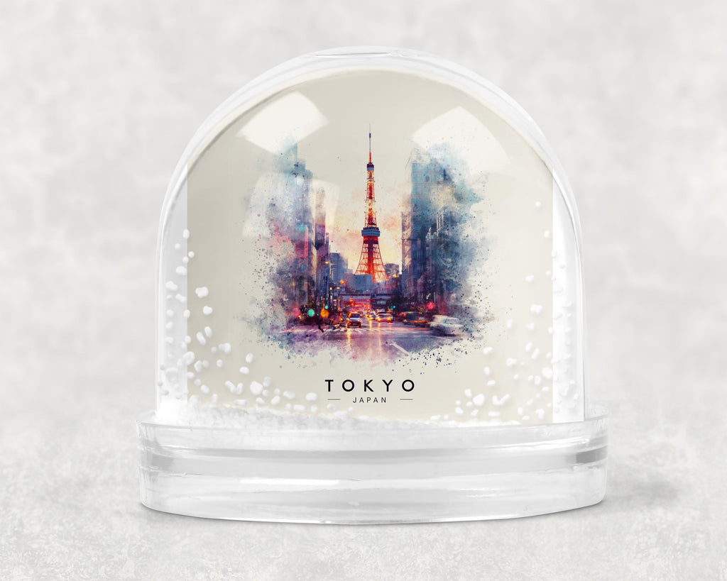 Tokyo Japan Snow Globe, Personalized Watercolor, Custom Travel Souvenir Keepsake City Dome