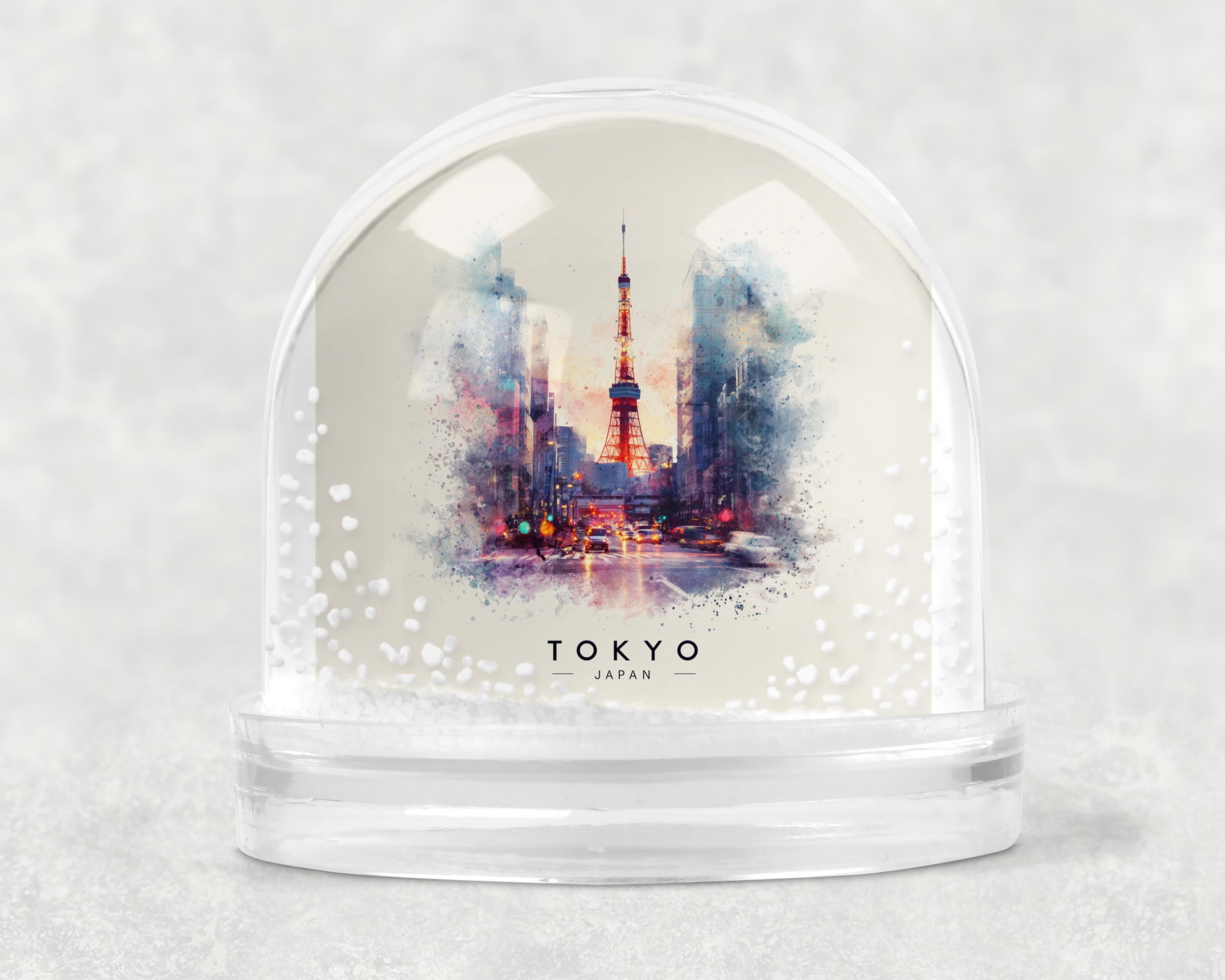 Tokyo Japan Snow Globe, Personalized Watercolor, Custom Travel Souvenir Keepsake City Dome