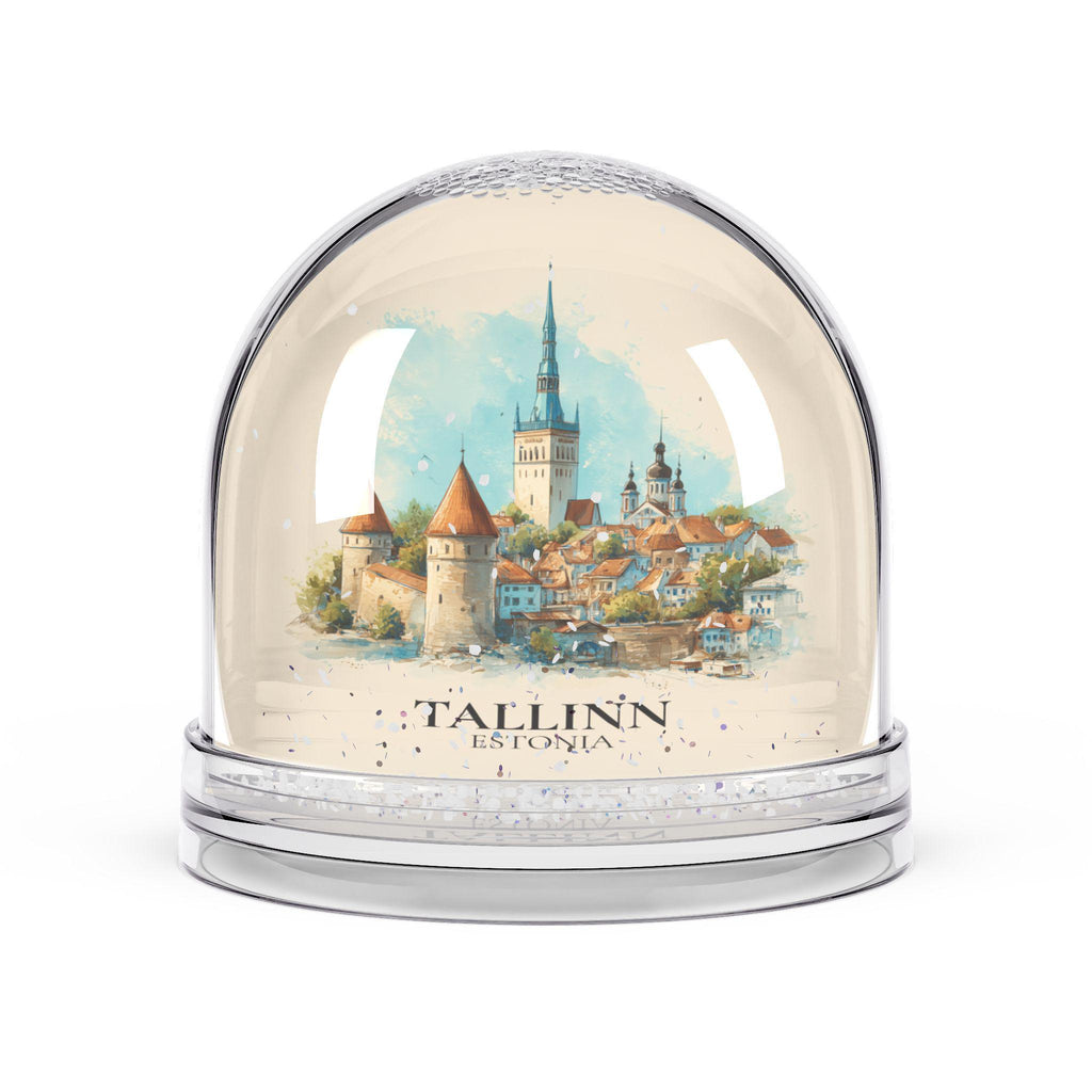 Tallinn Snow Globe Estonia, Personalized Watercolor, Custom Travel Souvenir Keepsake City Dome