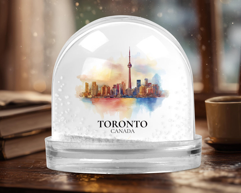 Toronto Ontario Snow Globe, Personalized Watercolor, Custom Travel Souvenir Keepsake City Dome