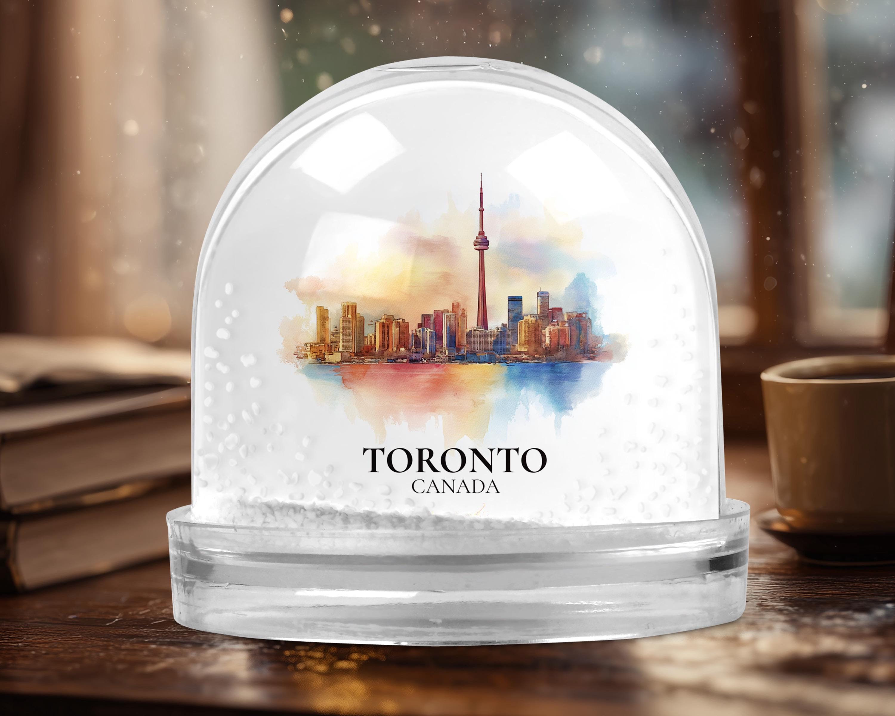 Toronto Ontario Snow Globe, Personalized Watercolor, Custom Travel Souvenir Keepsake City Dome