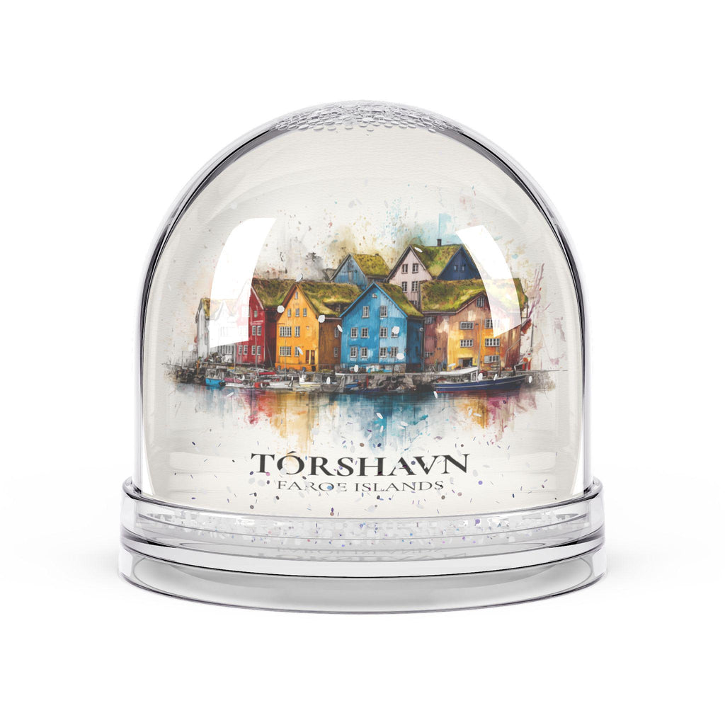 Torshavn Faroe Islands Snow Globe, Personalized Watercolor, Custom Travel Souvenir Keepsake City Dome