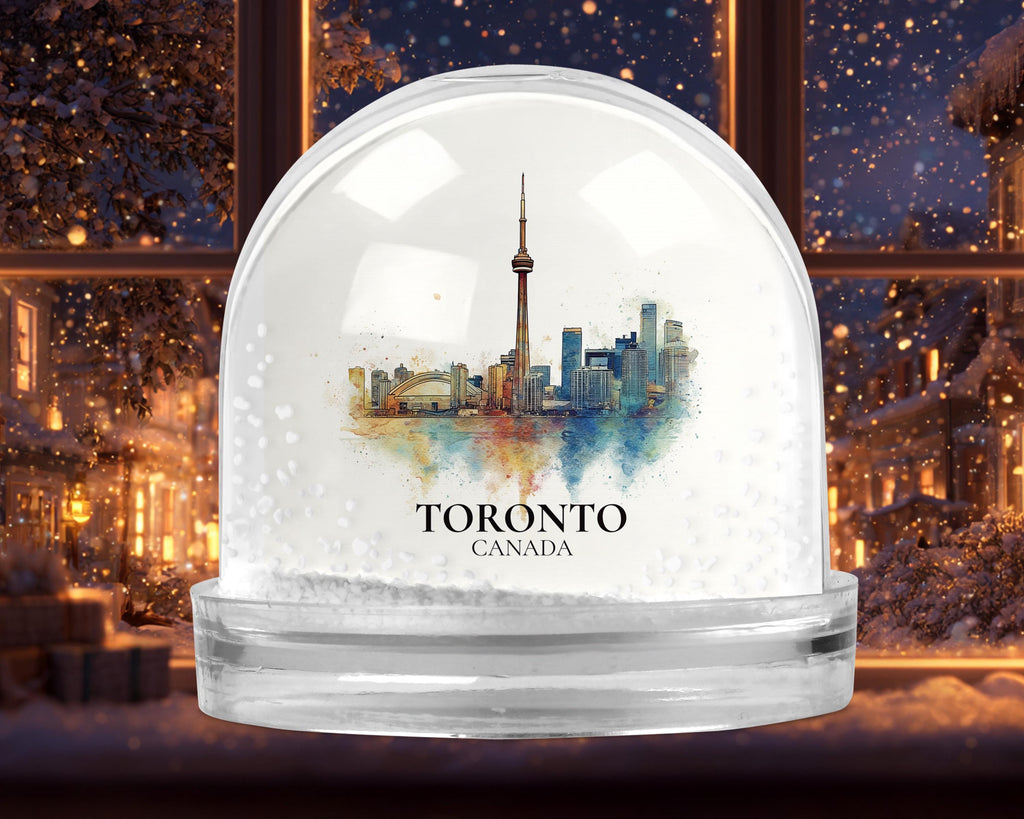 Toronto Canada Snow Globe, Personalized Watercolor, Custom Travel Souvenir Keepsake City Dome