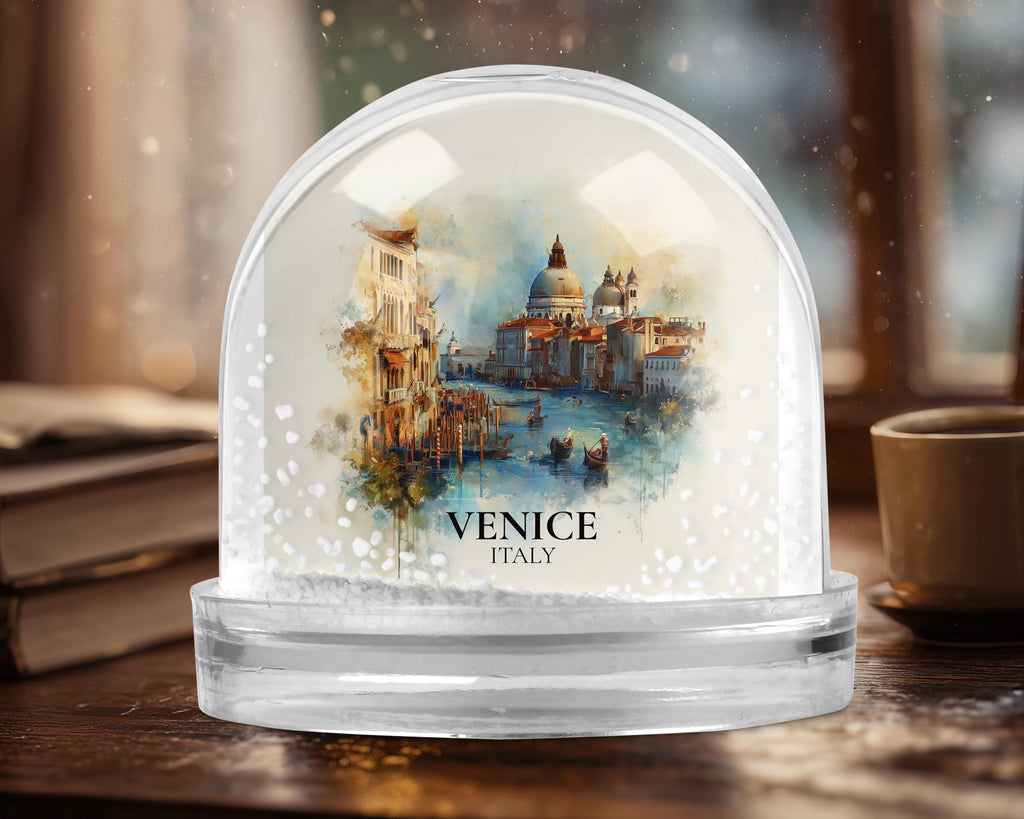 Venice Italy Snow Globe, Personalized Watercolor, Custom Travel Souvenir Keepsake City Dome