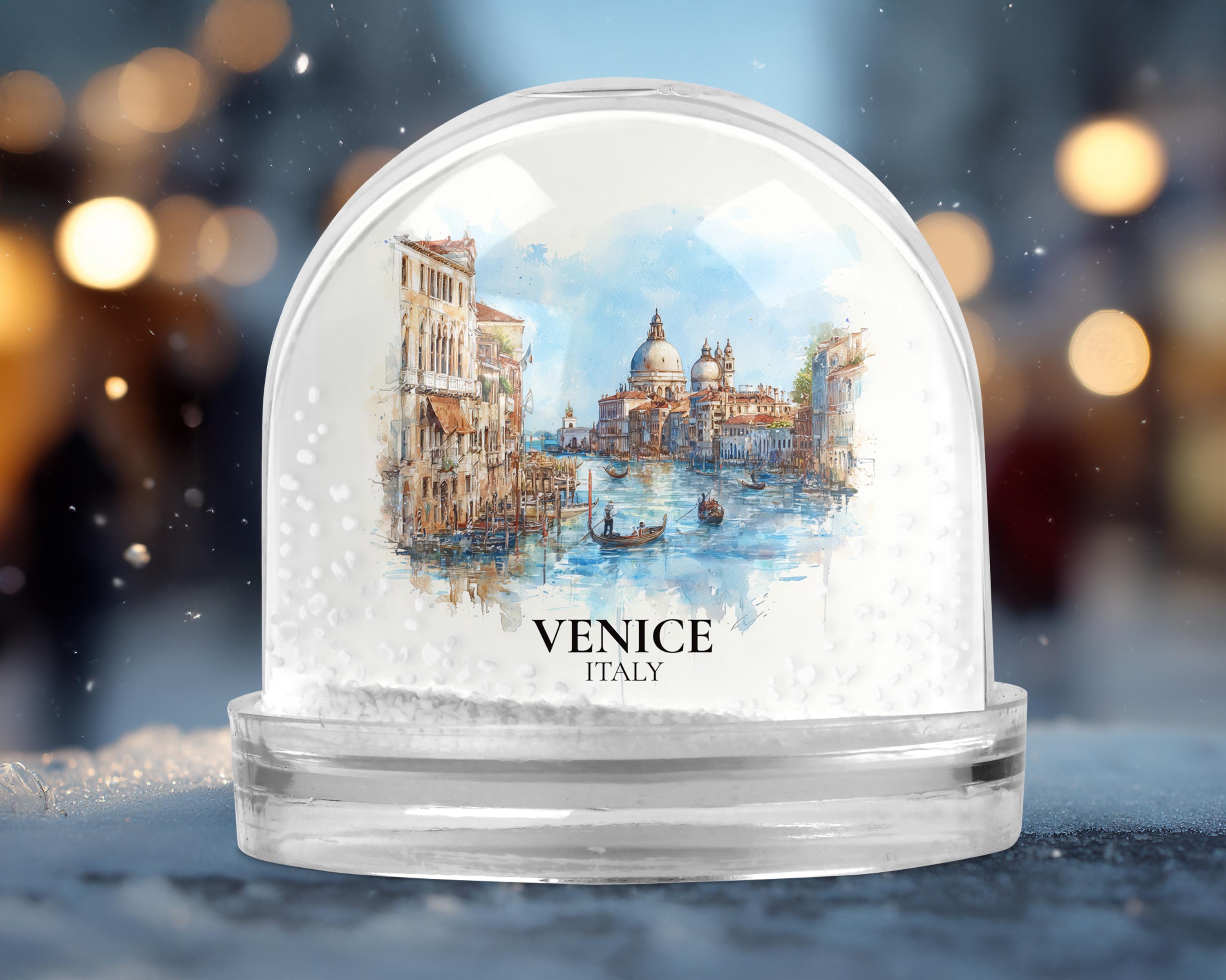 Venice Snow Globe Italy, Personalized Watercolor, Custom Travel Souvenir Keepsake City Dome