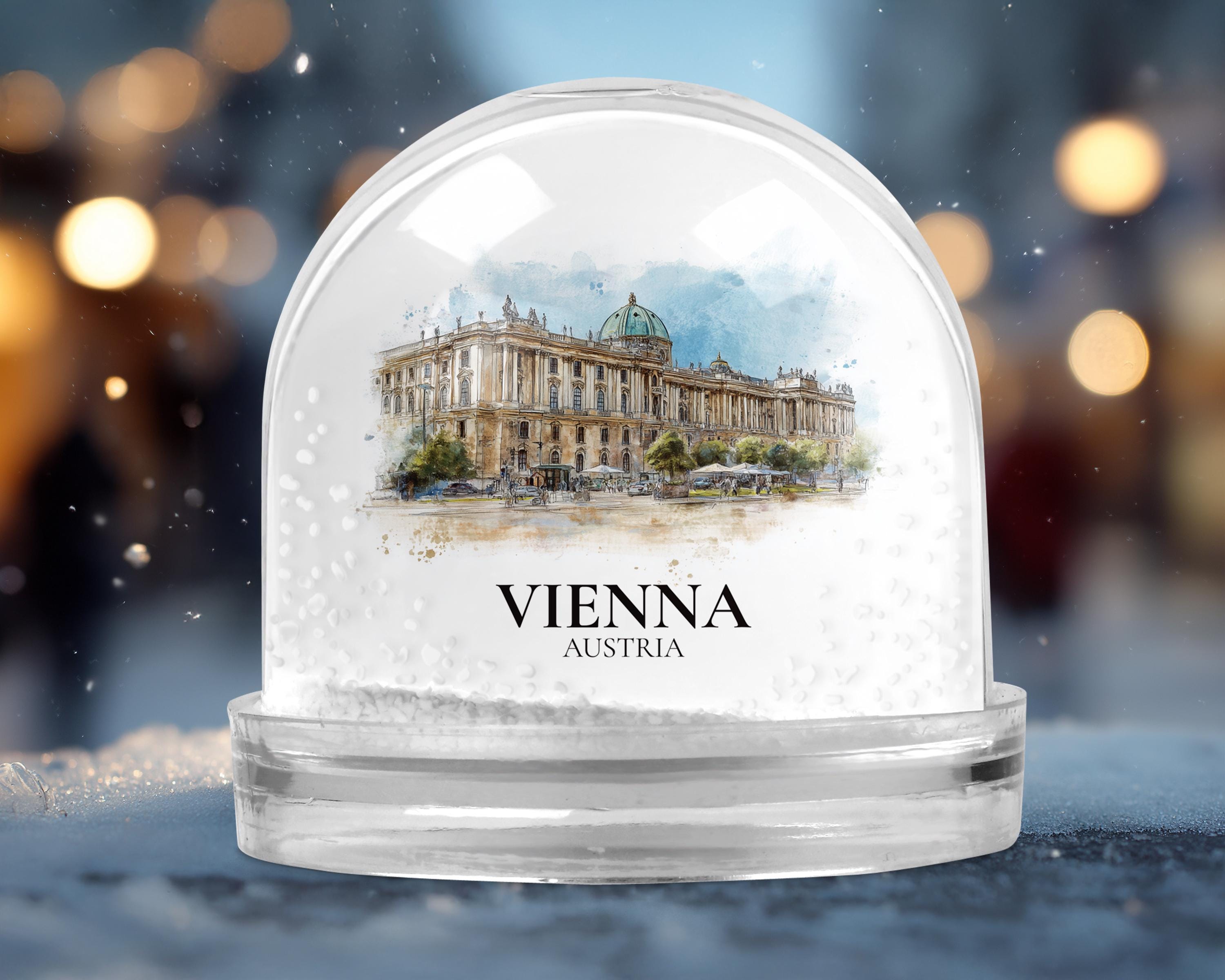 Vienna Austria Snow Globe, Personalized Watercolor, Custom Travel Souvenir Keepsake City Dome