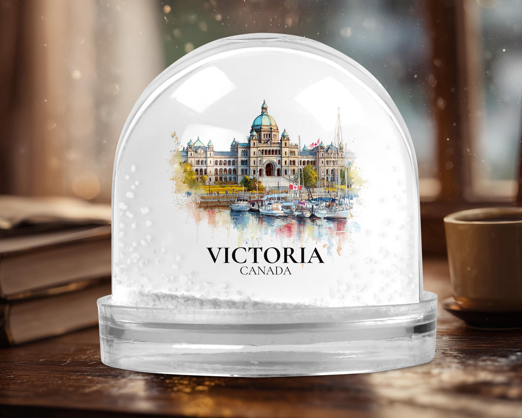 Victoria Canada Snow Globe, Personalized Watercolor, Custom Travel Souvenir Keepsake City Dome