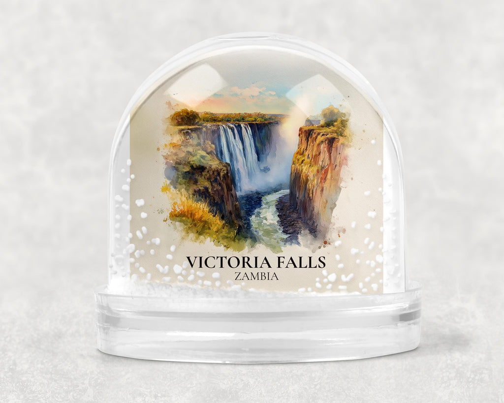 Victoria Falls Zambia Snow Globe, Personalized Watercolor, Custom Travel Souvenir Keepsake City Dome