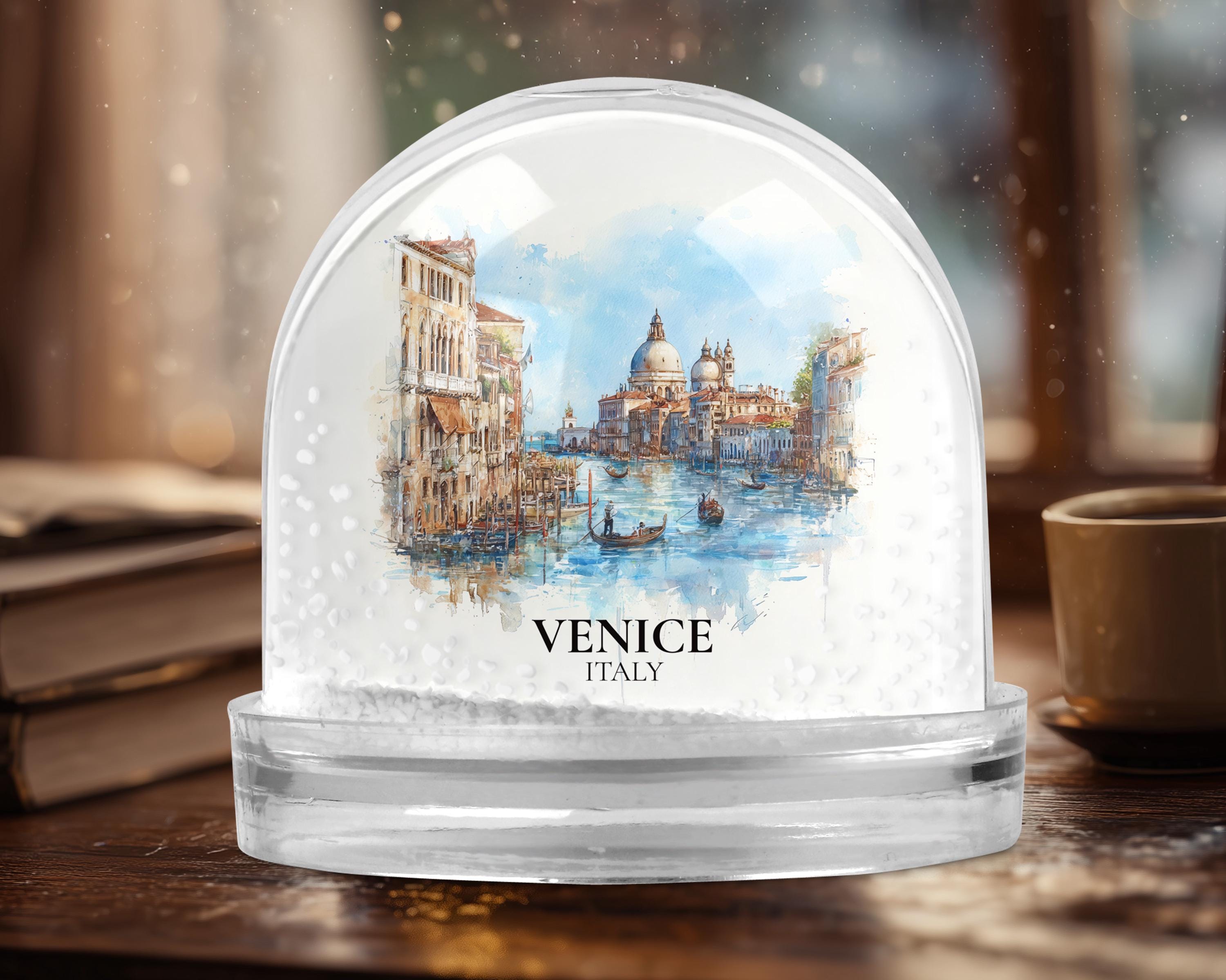 Venice Snow Globe Italy, Personalized Watercolor, Custom Travel Souvenir Keepsake City Dome