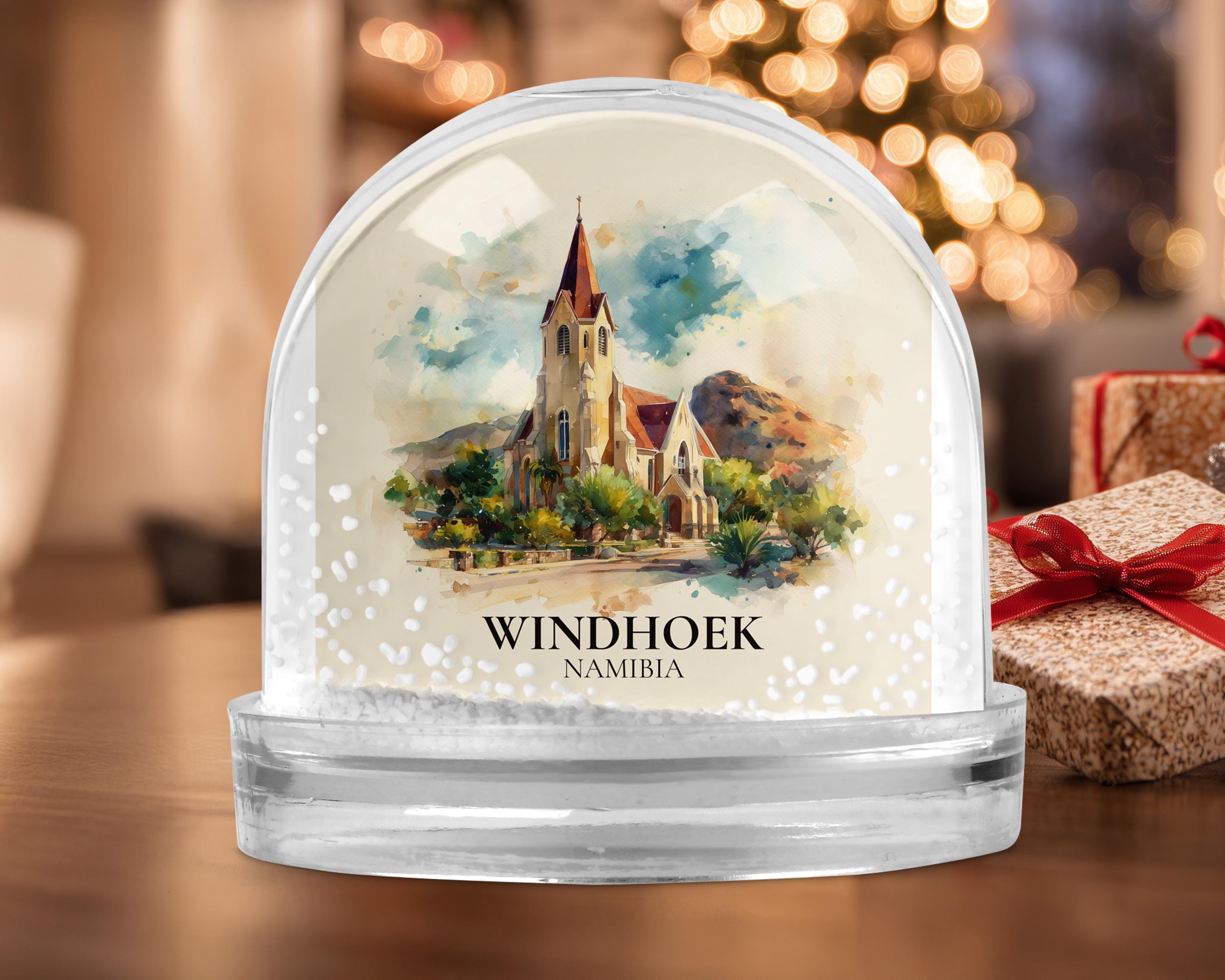 Windhoek Namibia Snow Globe, Personalized Watercolor, Custom Travel Souvenir Keepsake City Dome