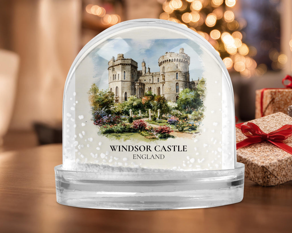 Windsor Castle England Snow Globe, Personalized Watercolor, Custom Travel Souvenir Keepsake City Dome