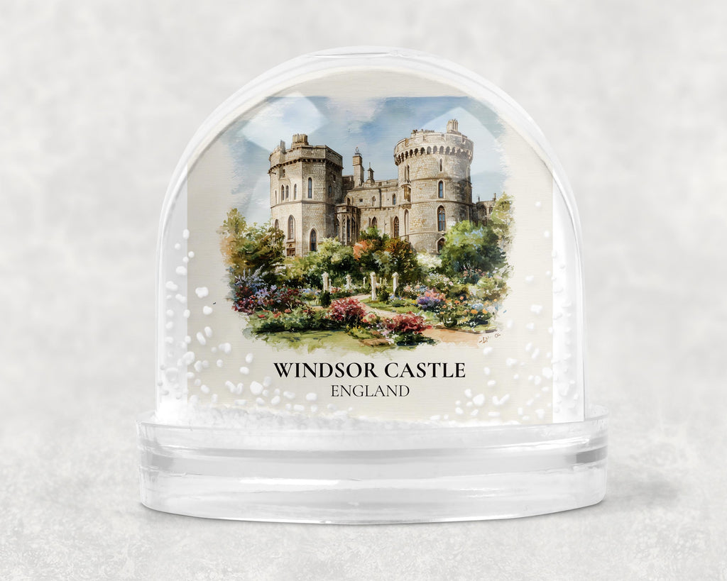 Windsor Castle England Snow Globe, Personalized Watercolor, Custom Travel Souvenir Keepsake City Dome