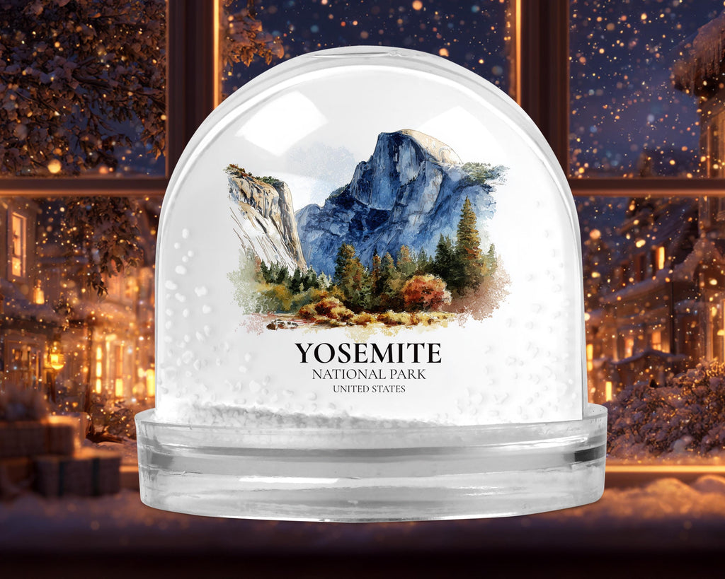 Yosemite National Park United States Snow Globe, Personalized Watercolor, Custom Travel Souvenir Keepsake City Dome